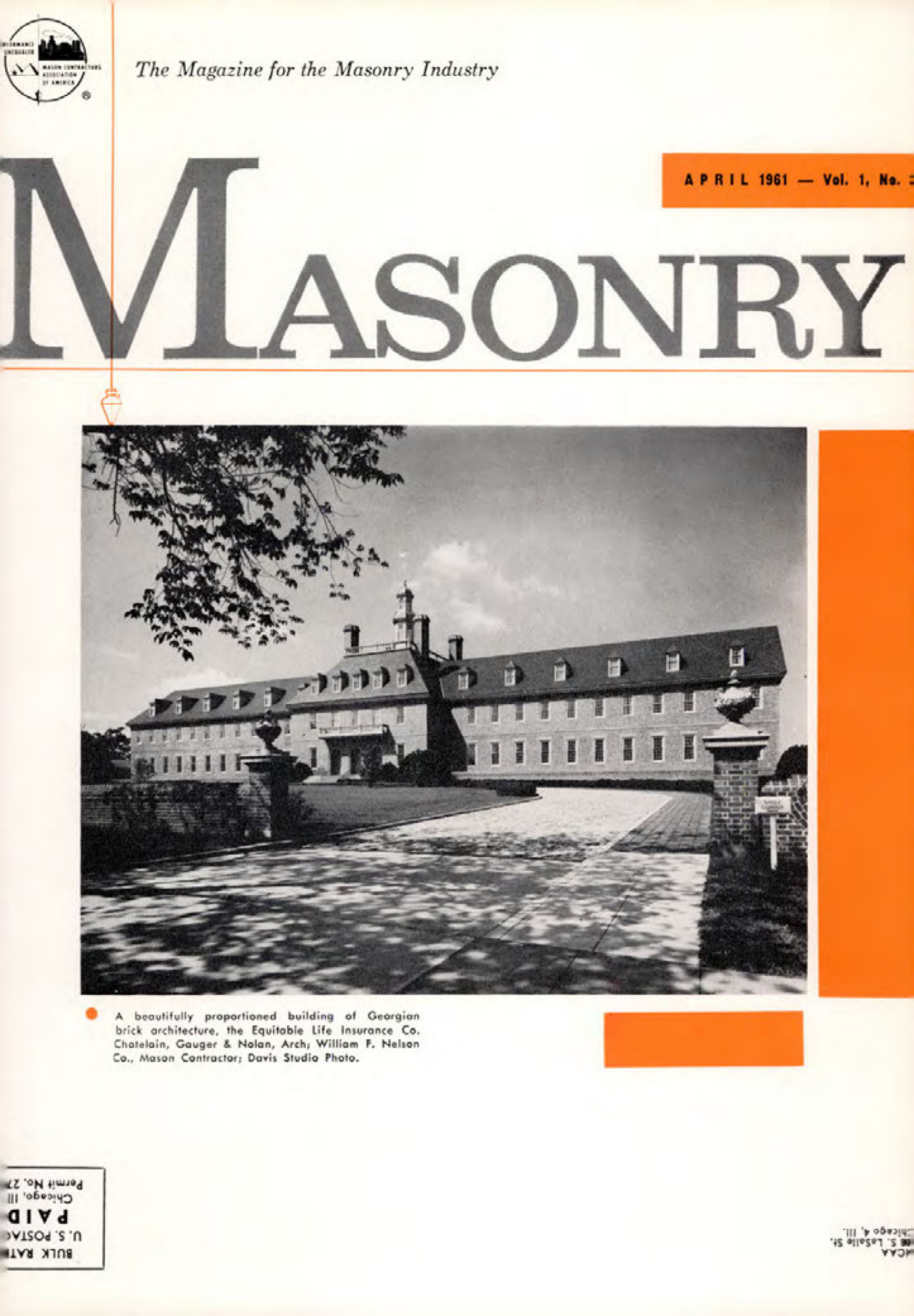 Masonry Magazine April 1961 Page. 1