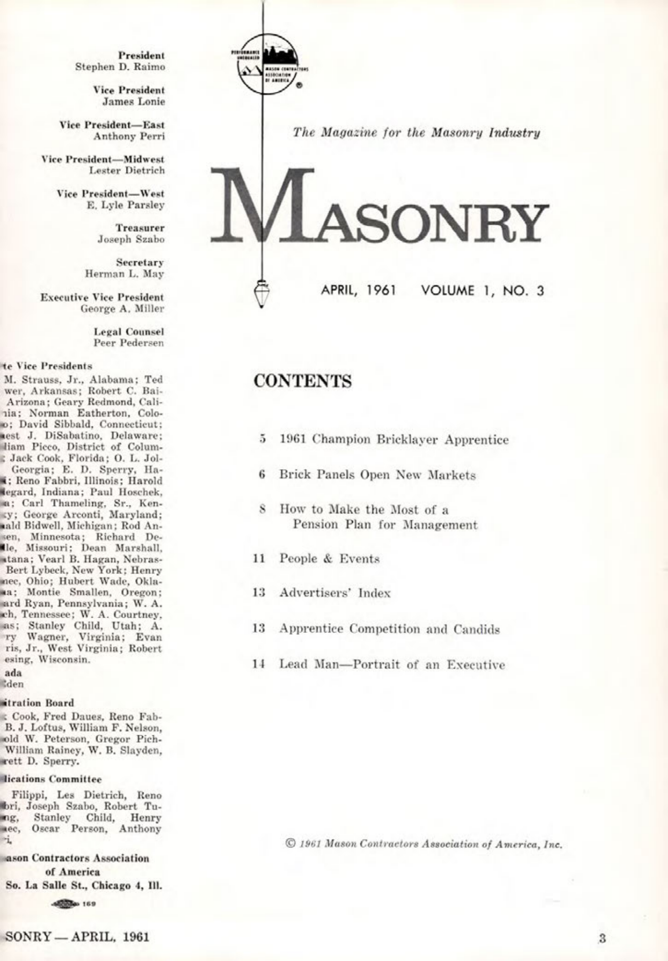 Masonry Magazine April 1961 Page. 3