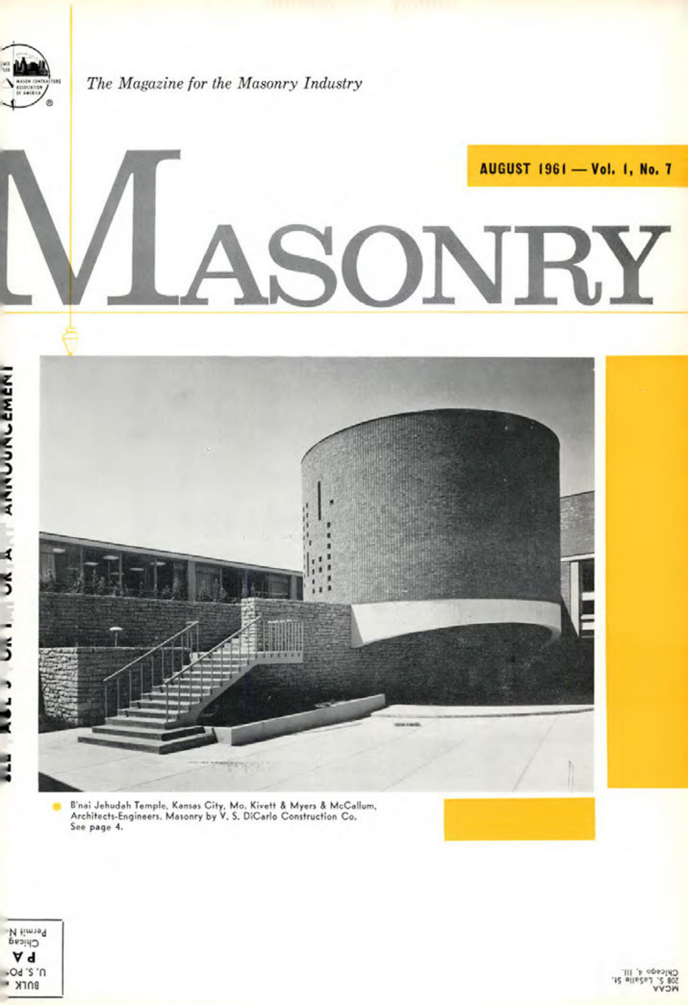 Masonry Magazine August 1961 Page. 1