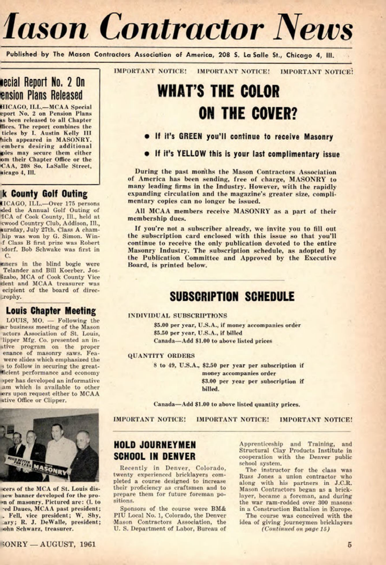 Masonry Magazine August 1961 Page. 5