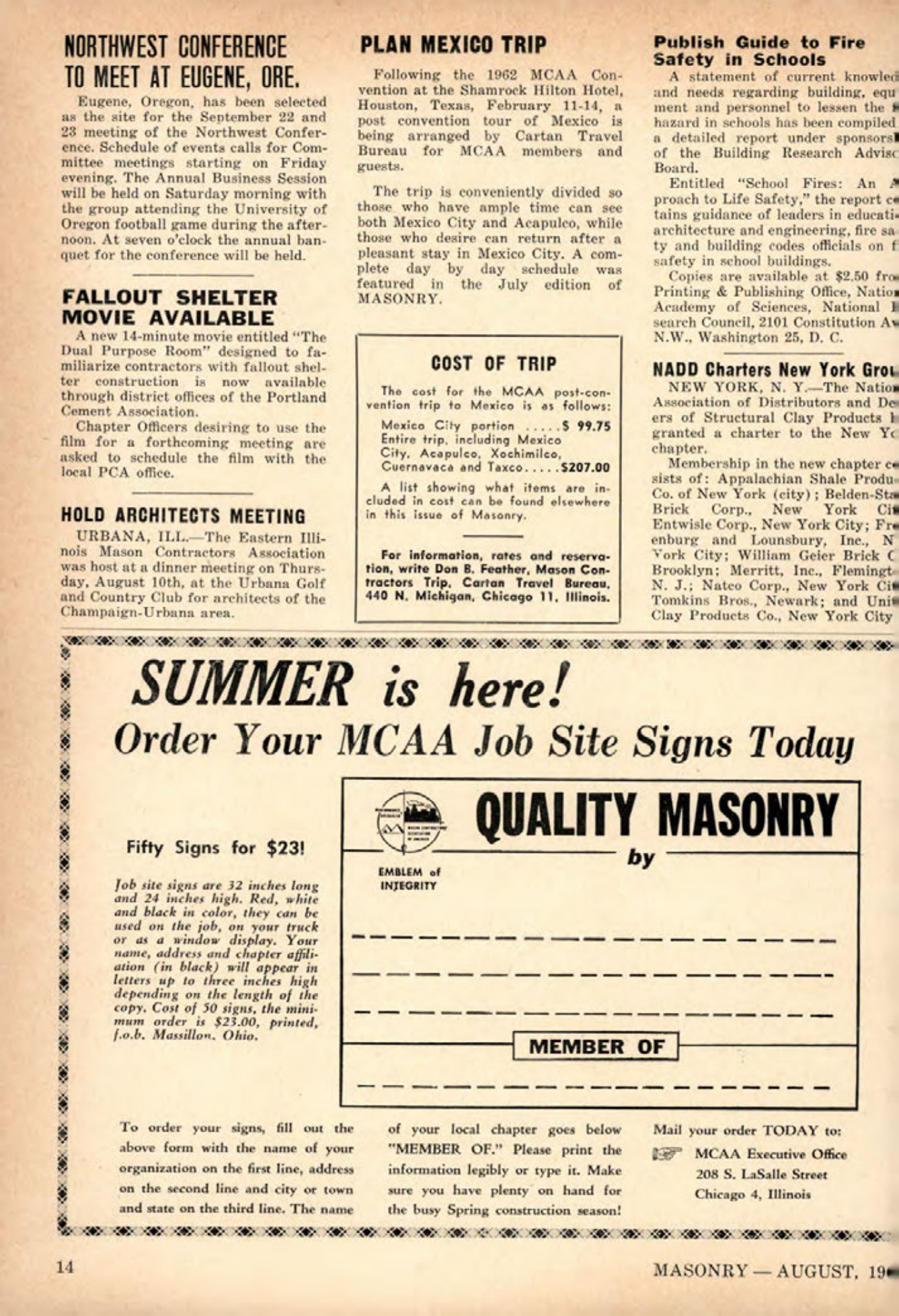 Masonry Magazine August 1961 Page. 14