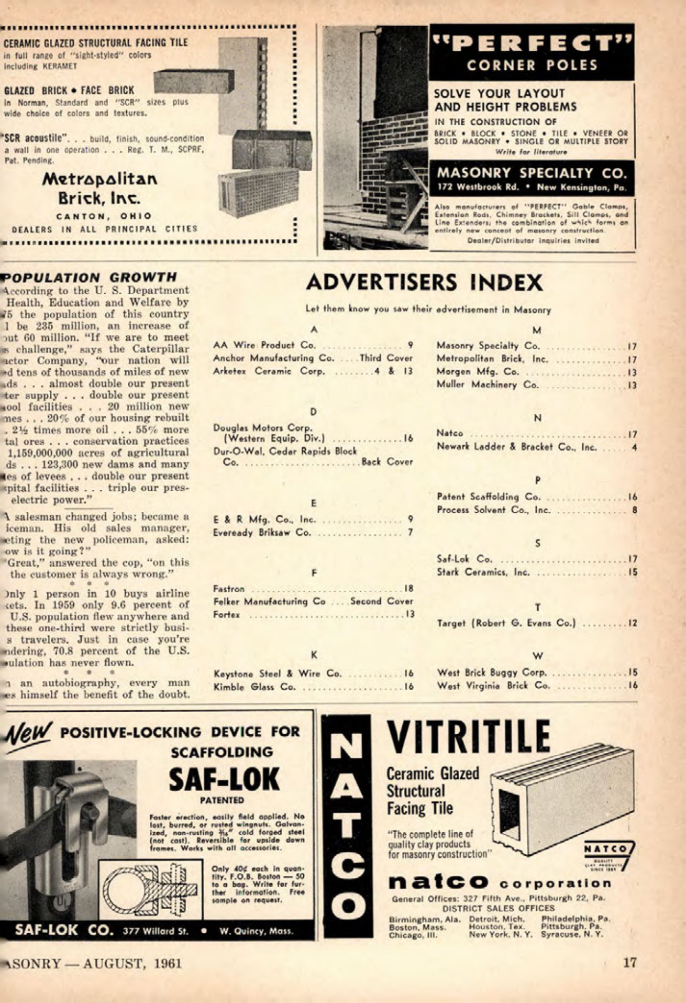 Masonry Magazine August 1961 Page. 17