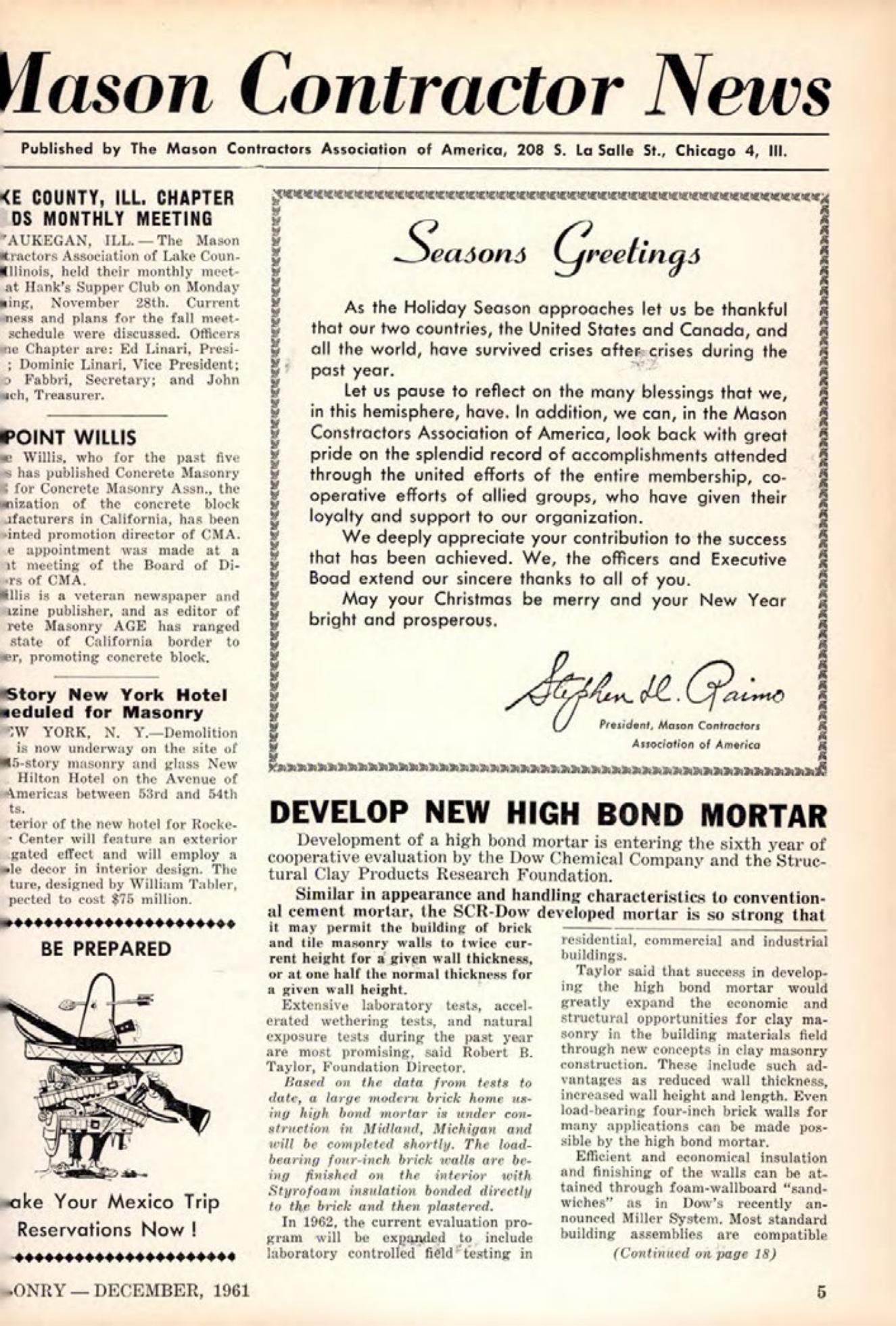 Masonry Magazine December 1961 Page. 5