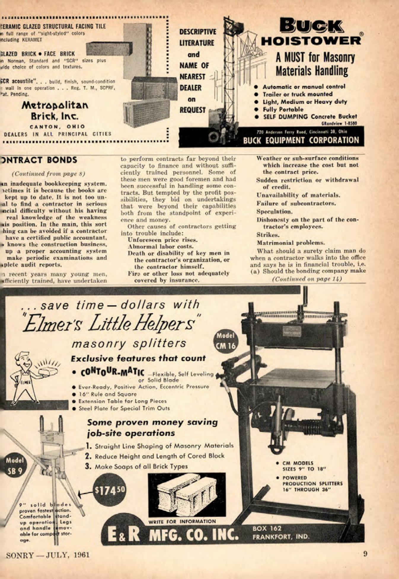 Masonry Magazine July 1961 Page. 9