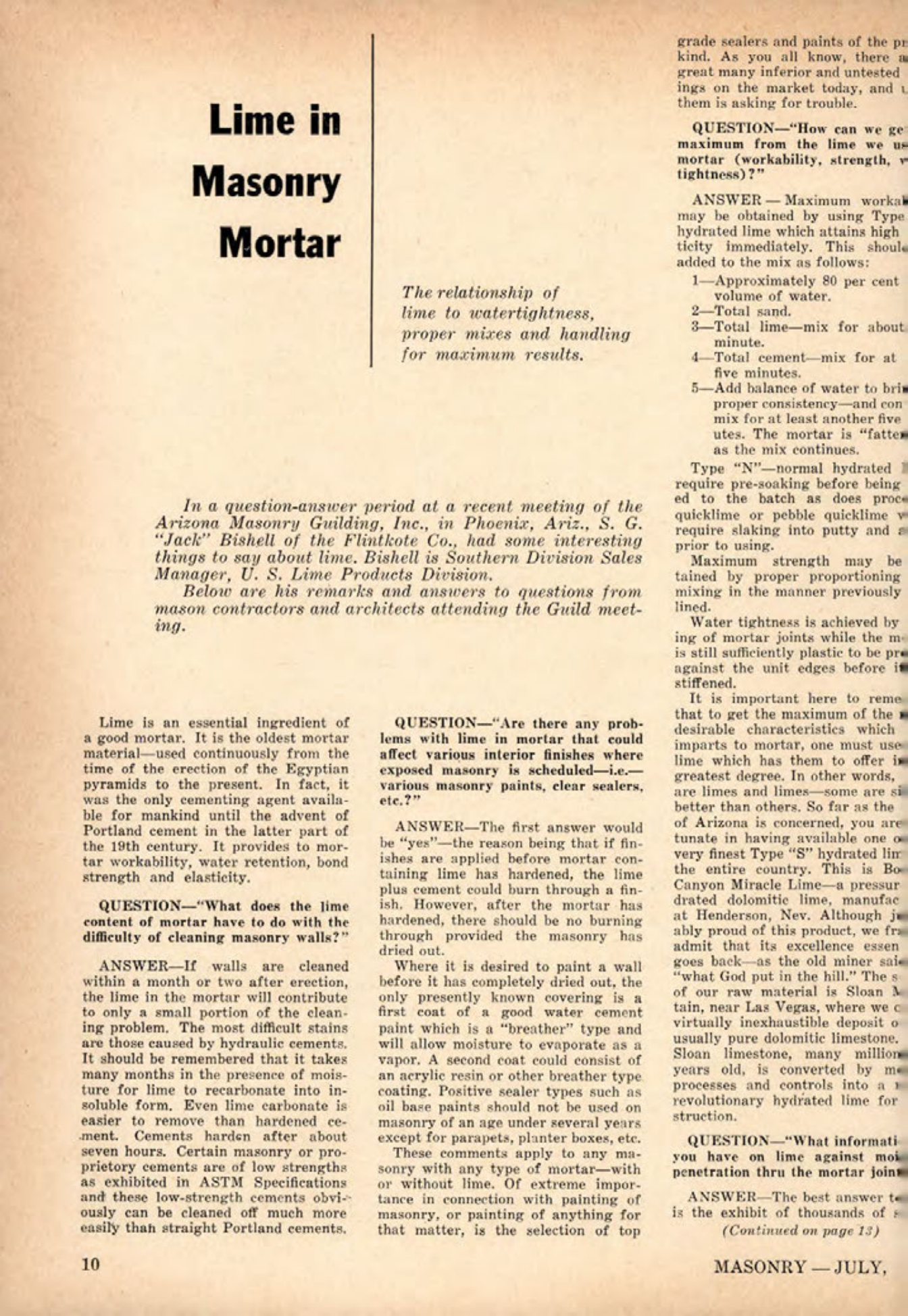 Masonry Magazine July 1961 Page. 10