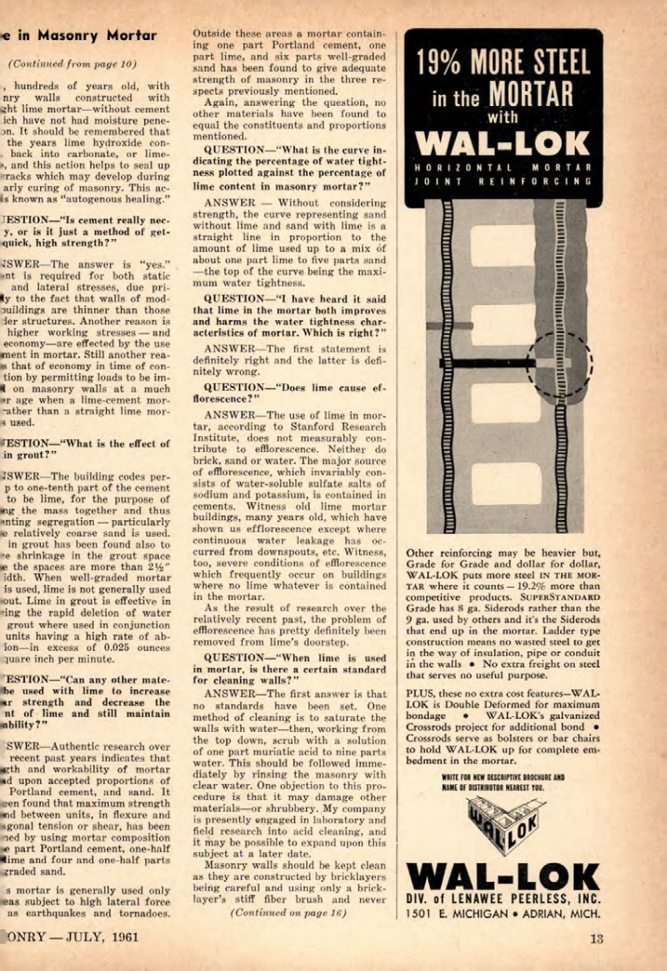 Masonry Magazine July 1961 Page. 13