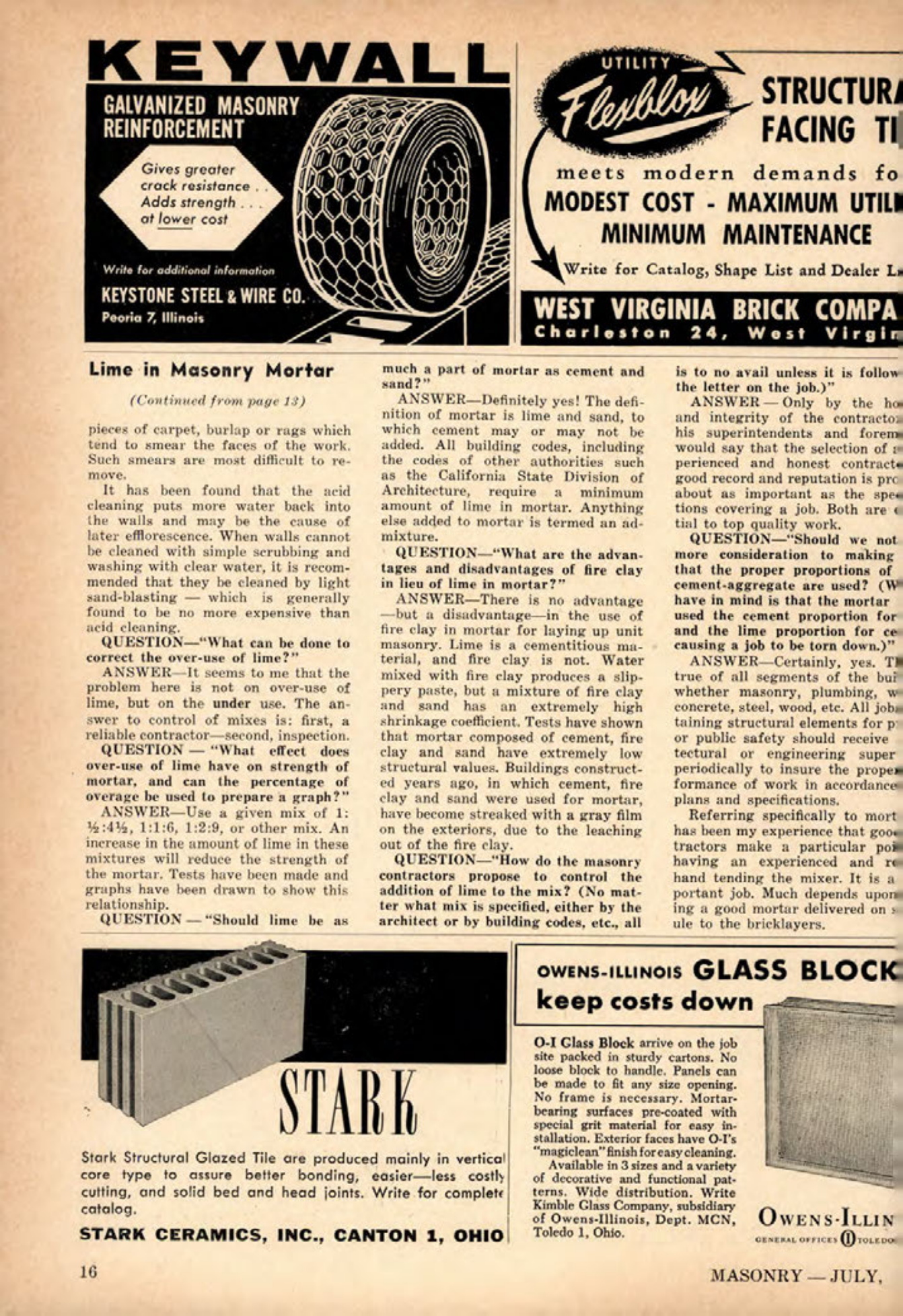 Masonry Magazine July 1961 Page. 16