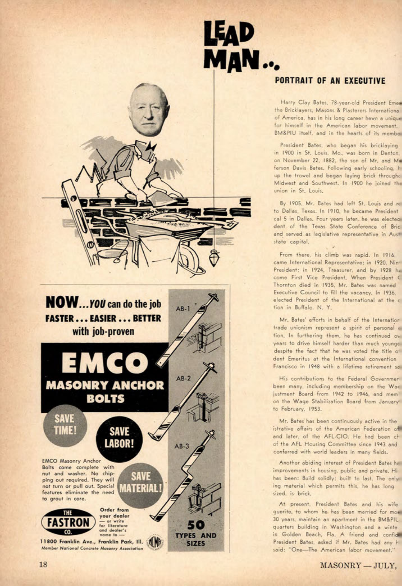 Masonry Magazine July 1961 Page. 18