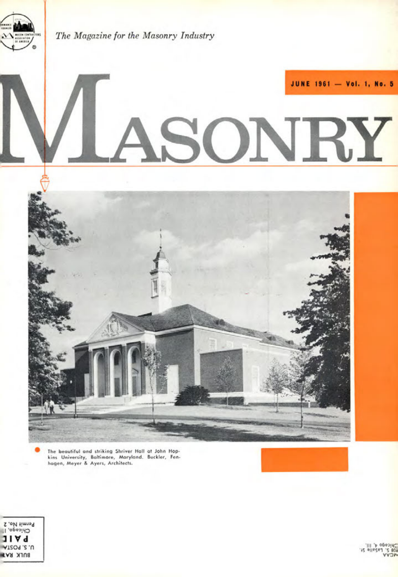 Masonry Magazine June 1961 Page. 1