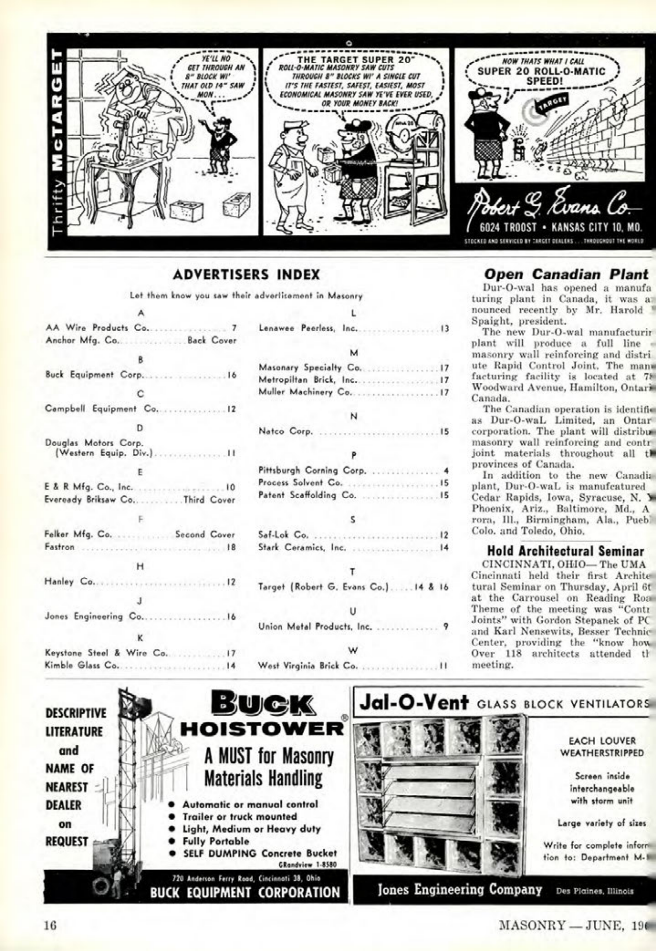 Masonry Magazine June 1961 Page. 16