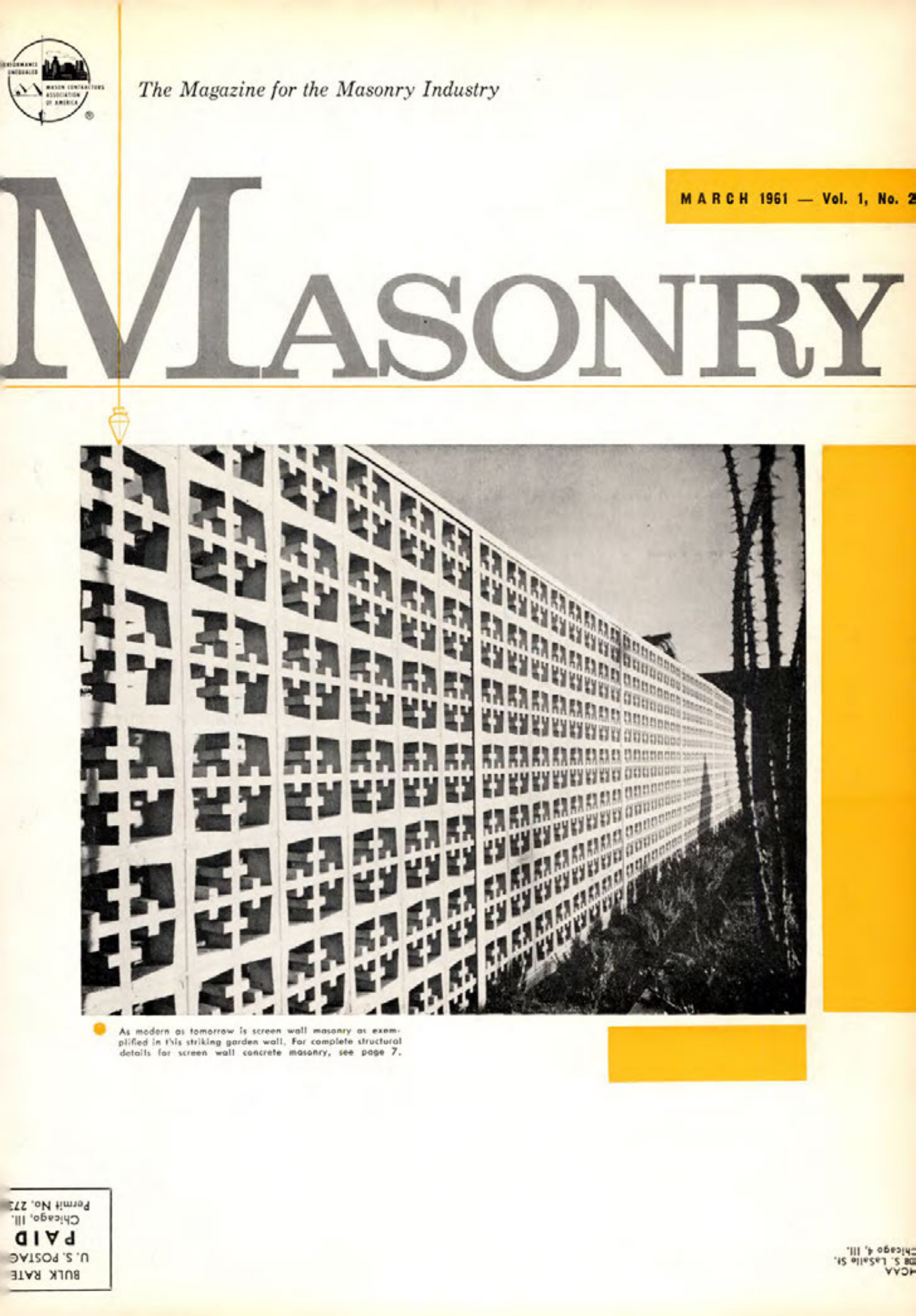 Masonry Magazine March 1961 Page. 1