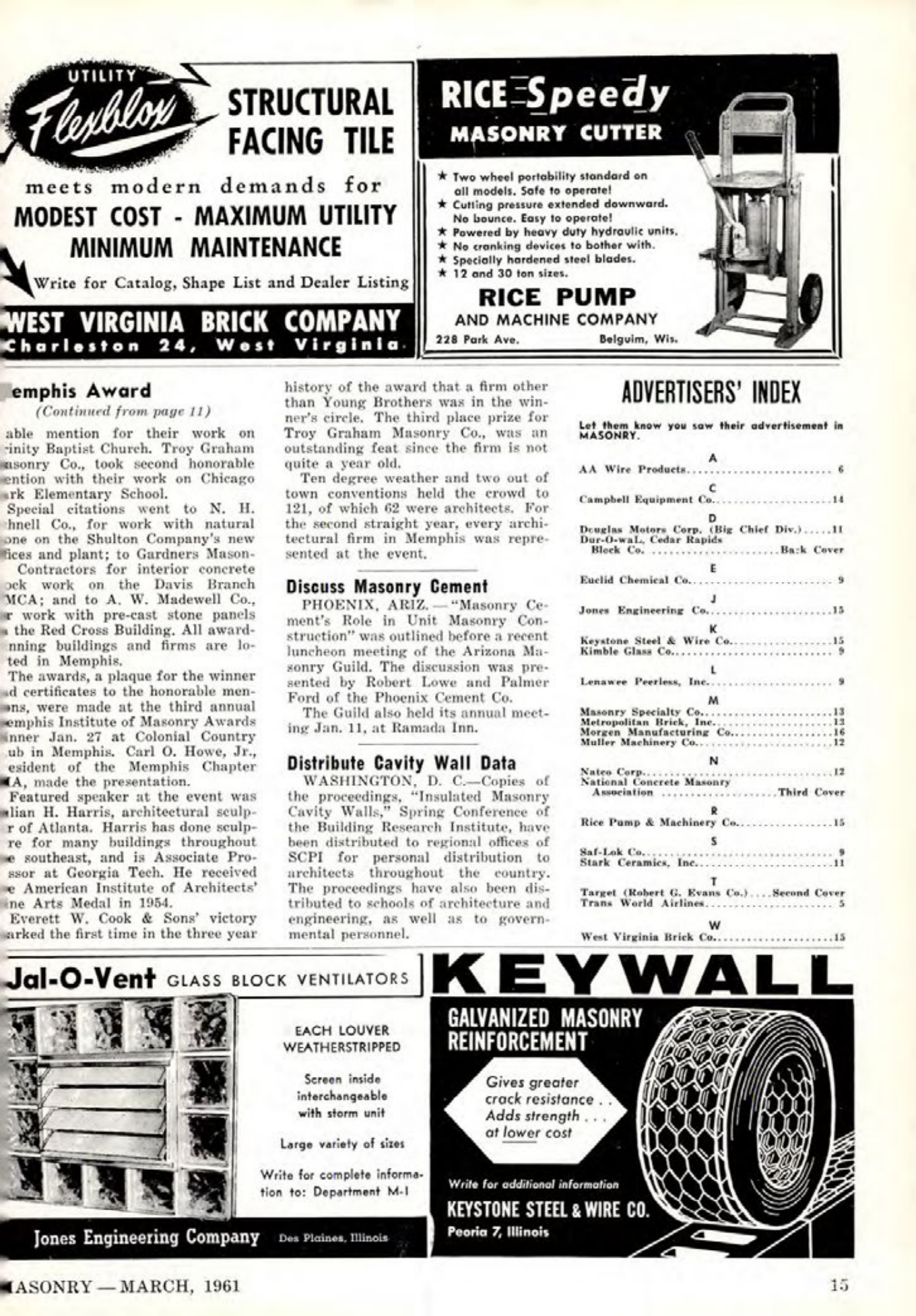 Masonry Magazine March 1961 Page. 17