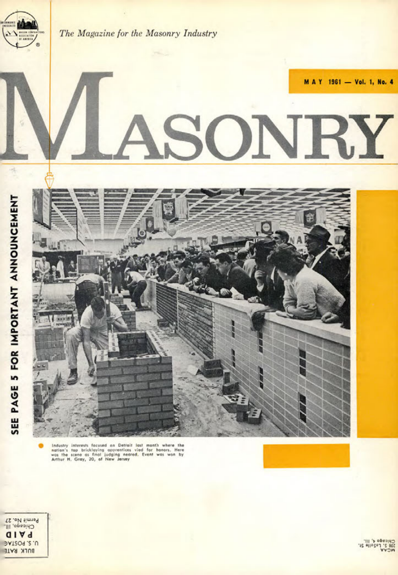 Masonry Magazine May 1961 Page. 1