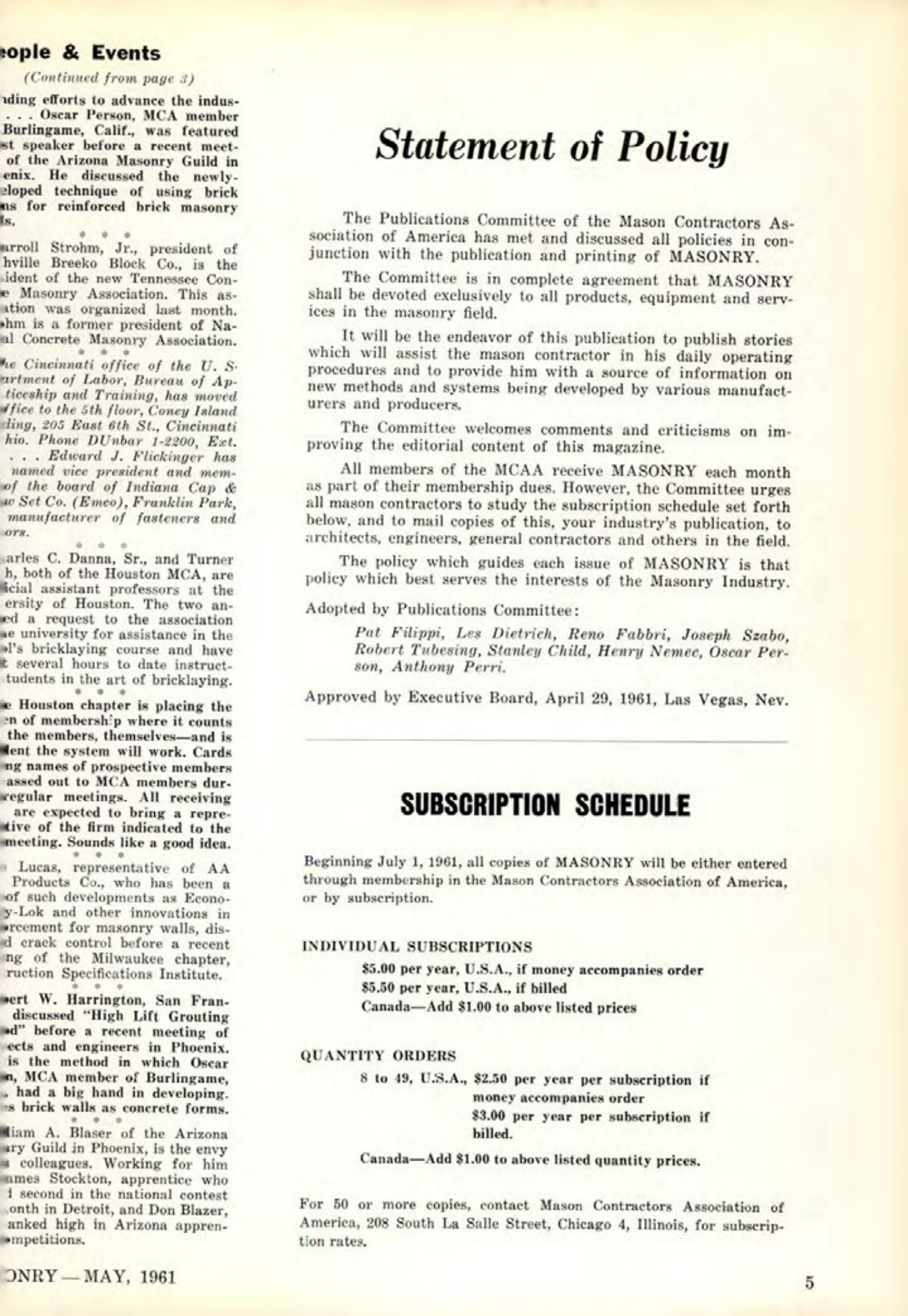 Masonry Magazine May 1961 Page. 5