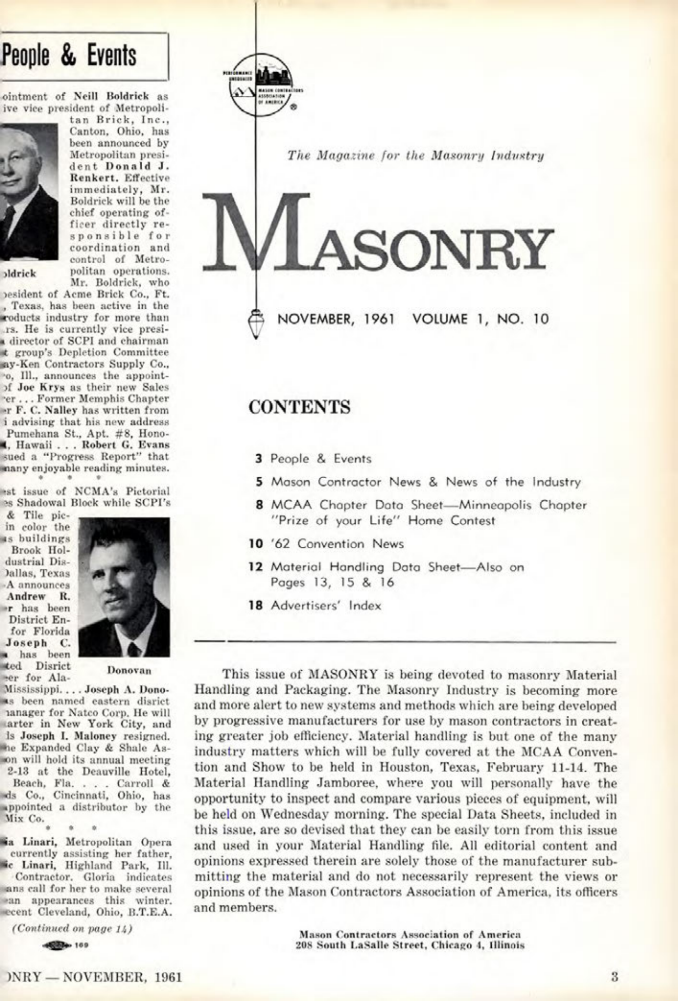 Masonry Magazine November 1961 Page. 3