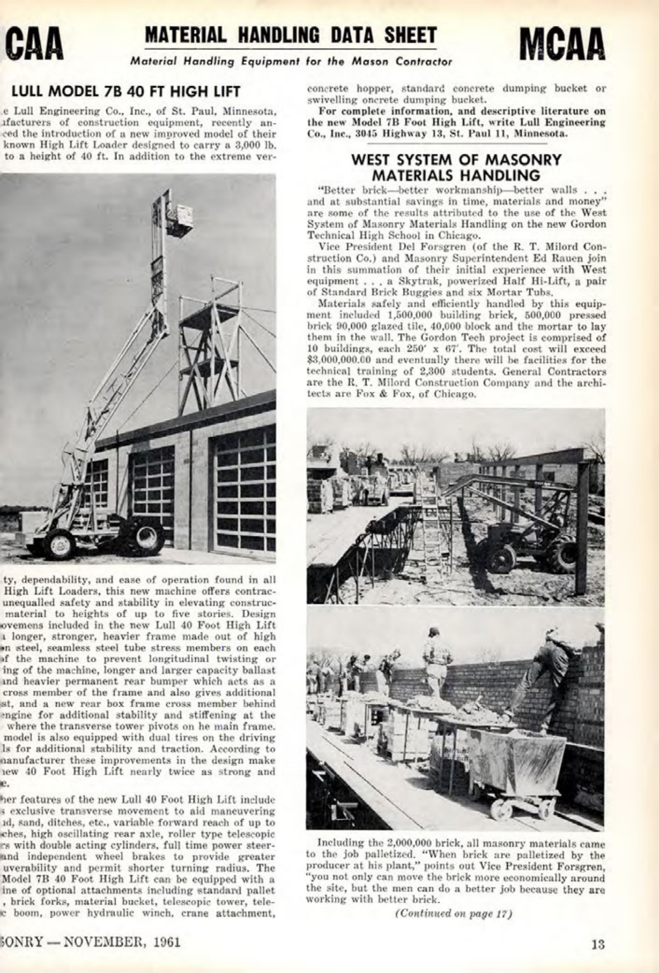 Masonry Magazine November 1961 Page. 13