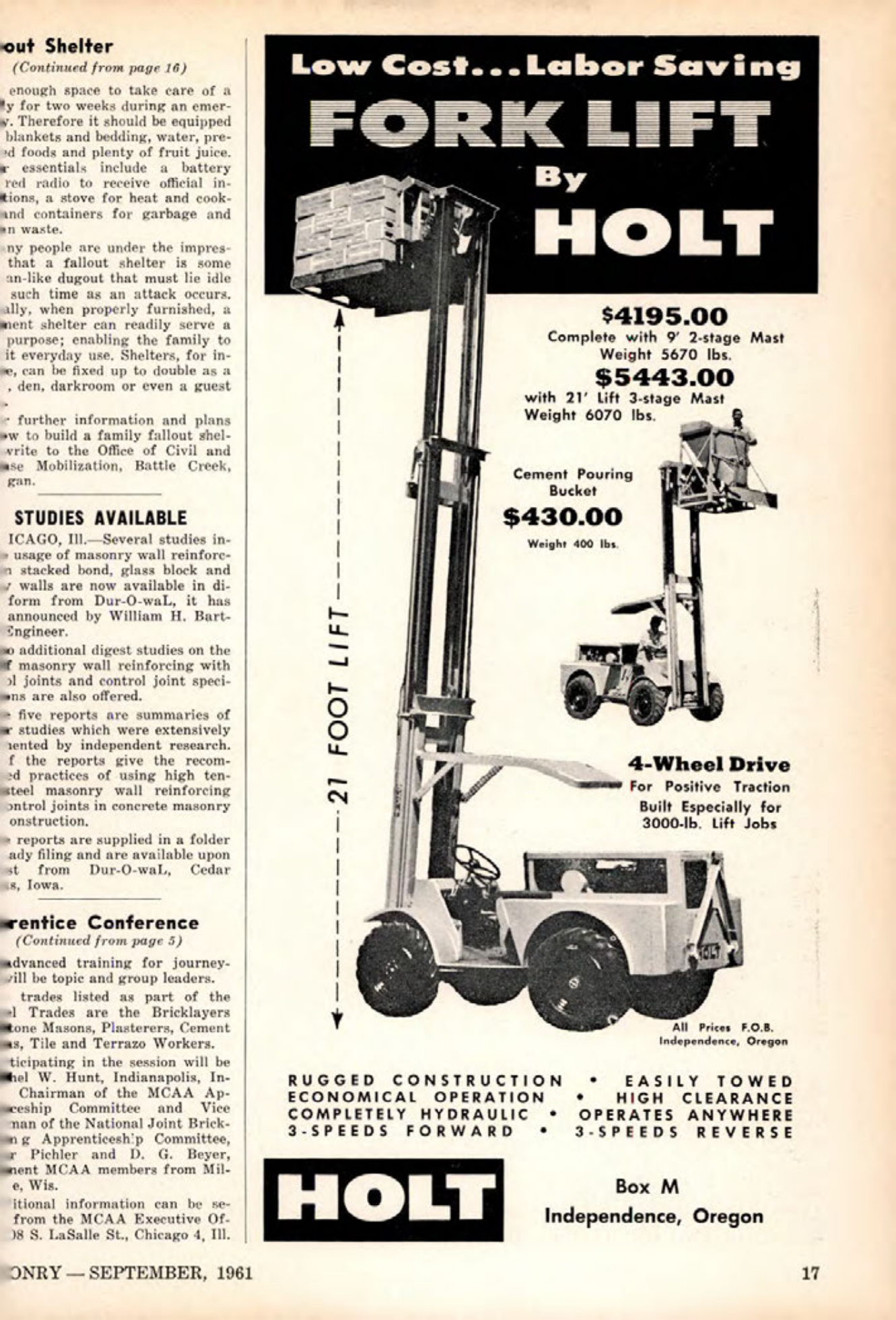 Masonry Magazine September 1961 Page. 17