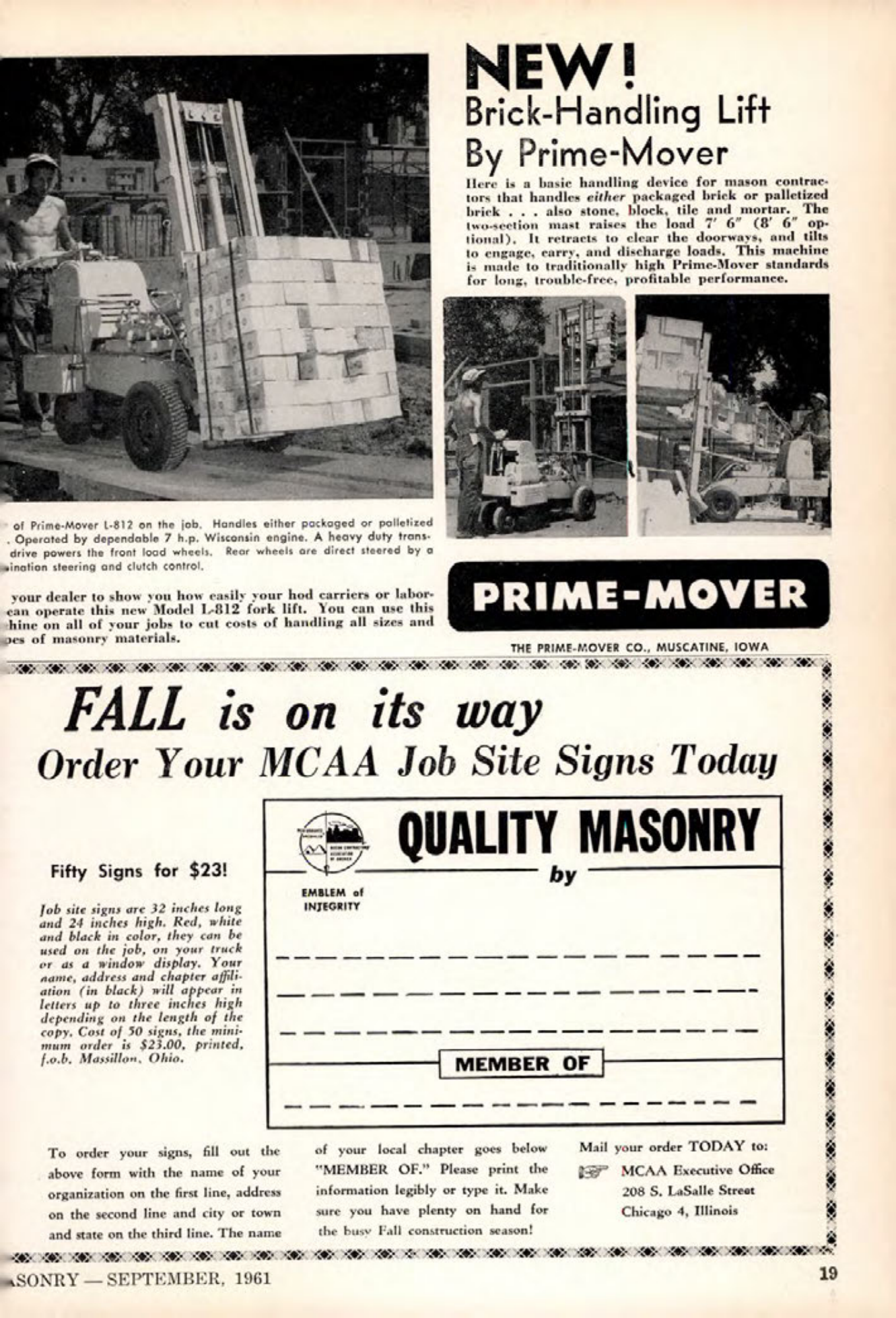 Masonry Magazine September 1961 Page. 19