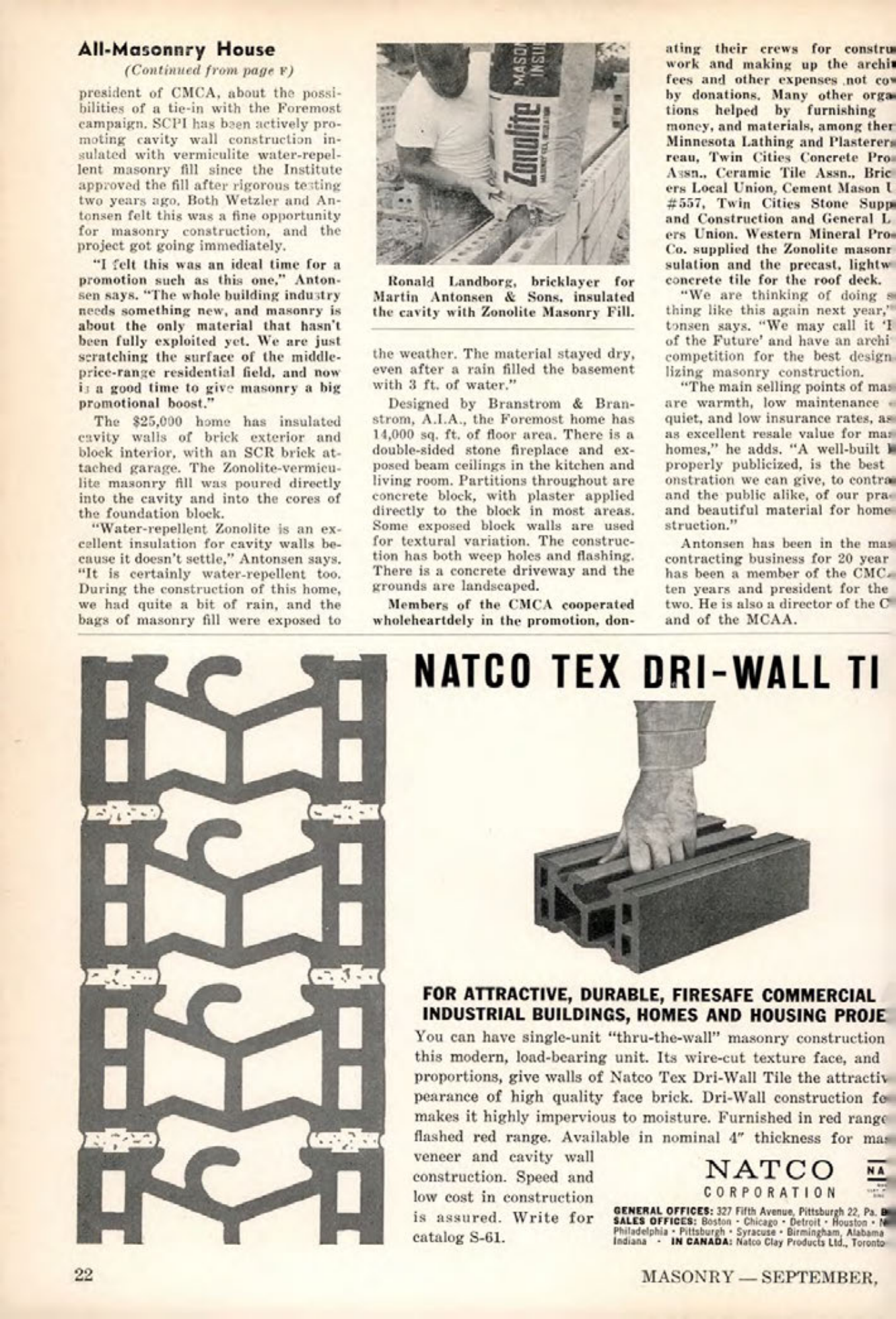 Masonry Magazine September 1961 Page. 22