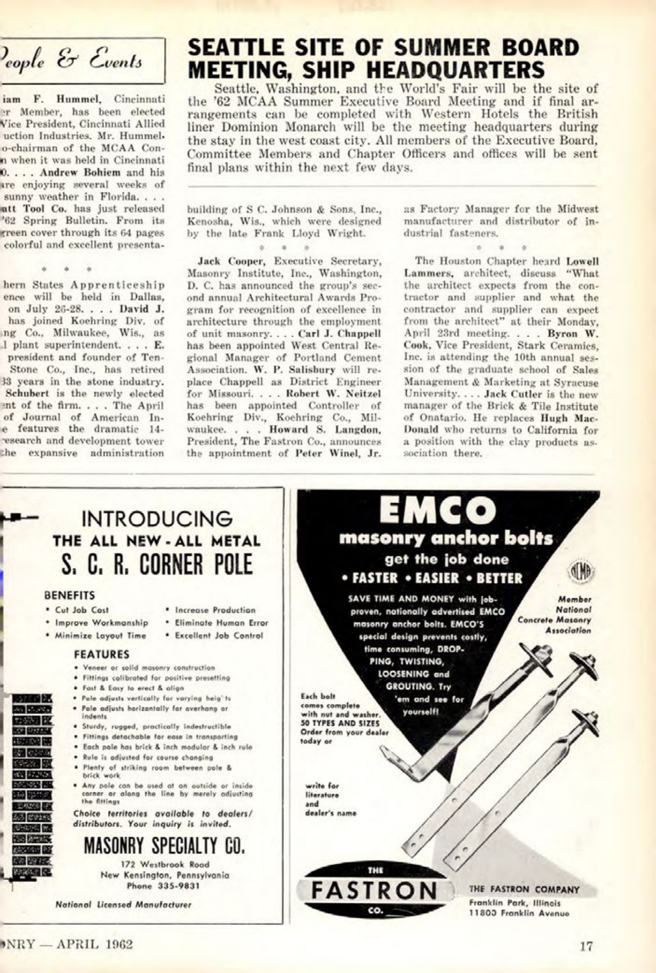 Masonry Magazine April 1962 Page. 17