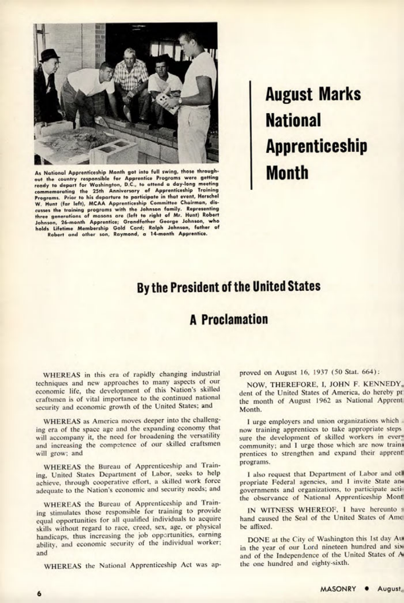 Masonry Magazine August 1962 Page. 6
