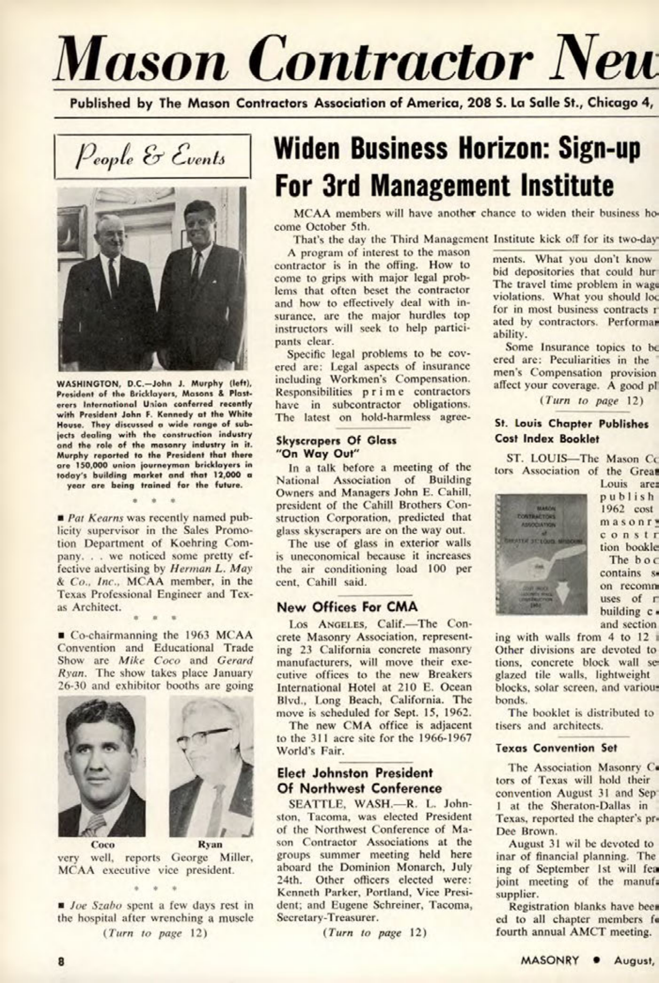 Masonry Magazine August 1962 Page. 8