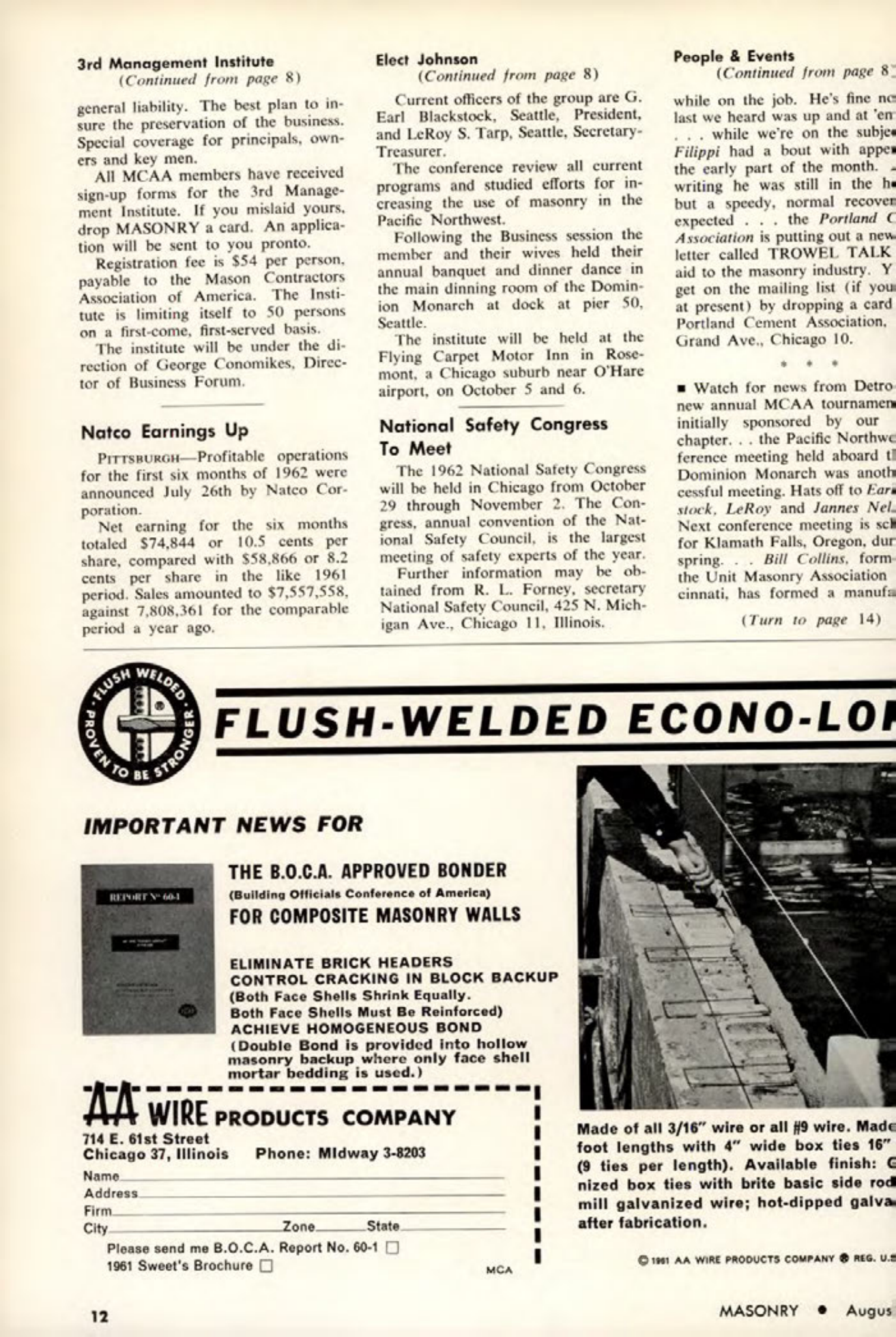 Masonry Magazine August 1962 Page. 12