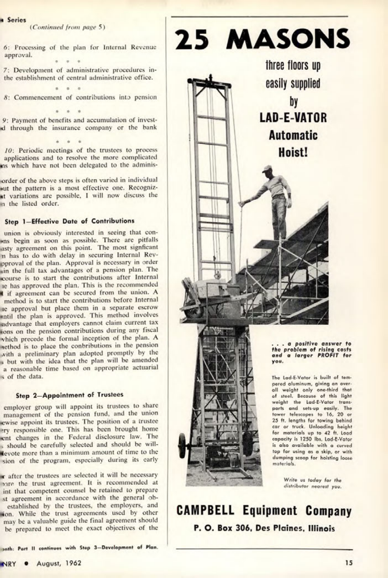 Masonry Magazine August 1962 Page. 15