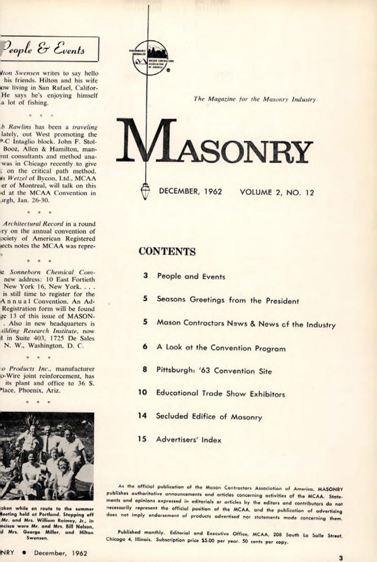 Masonry Magazine December 1962 Page. 3