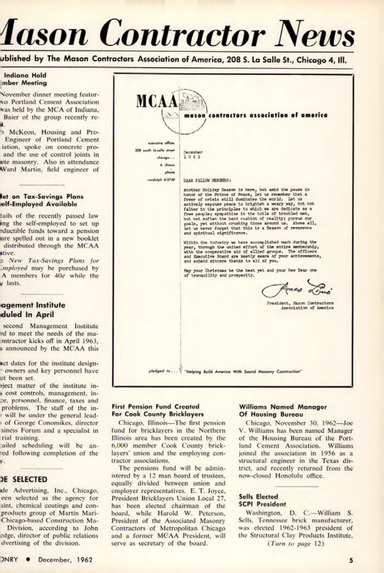 Masonry Magazine December 1962 Page. 5