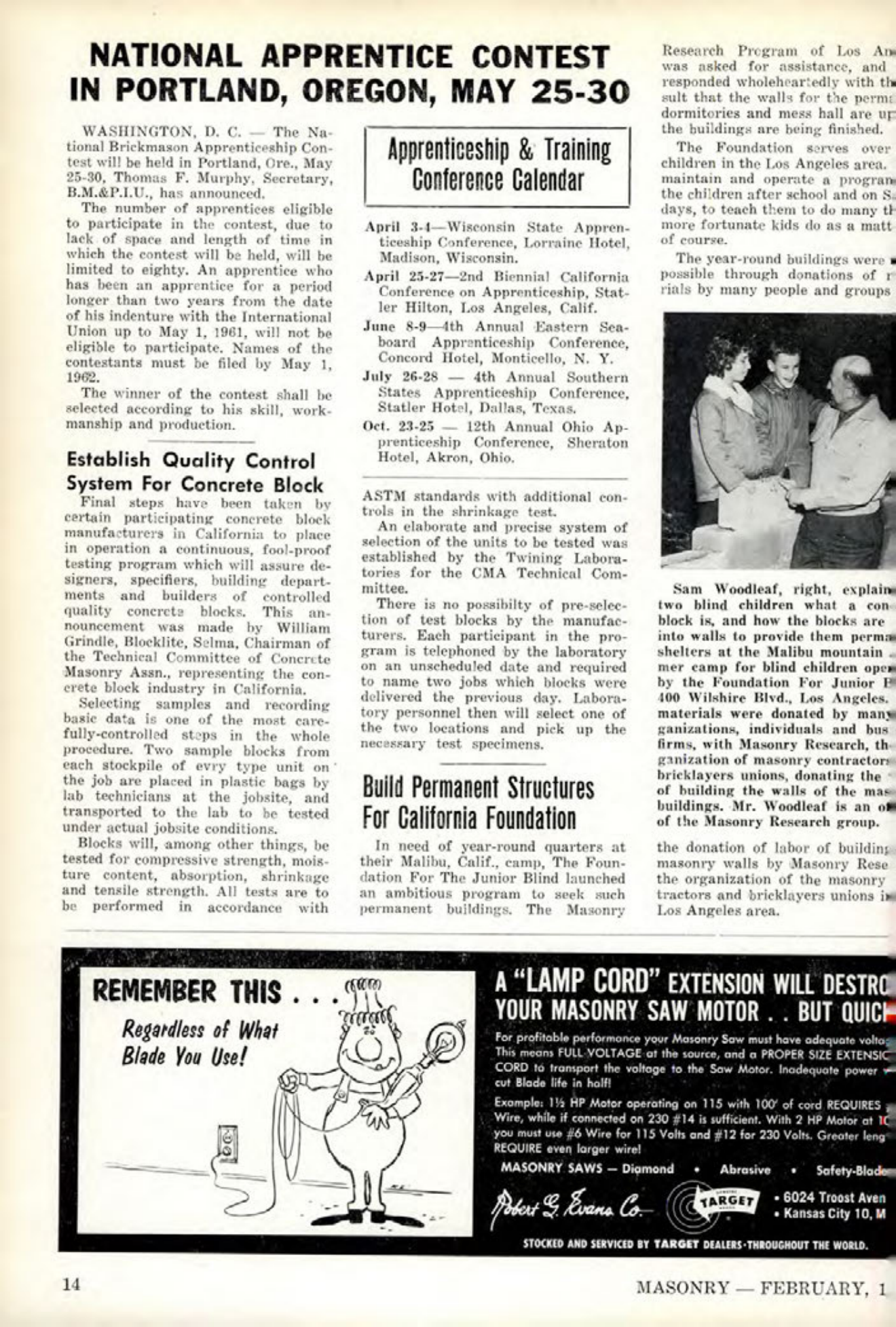 Masonry Magazine February 1962 Page. 14