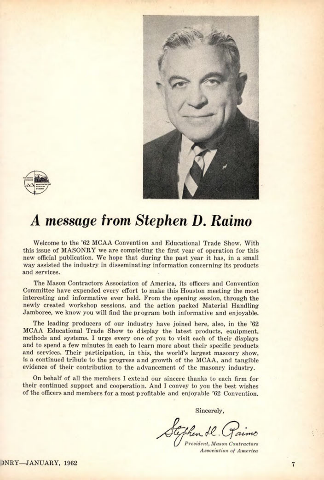 Masonry Magazine January 1962 Page. 7