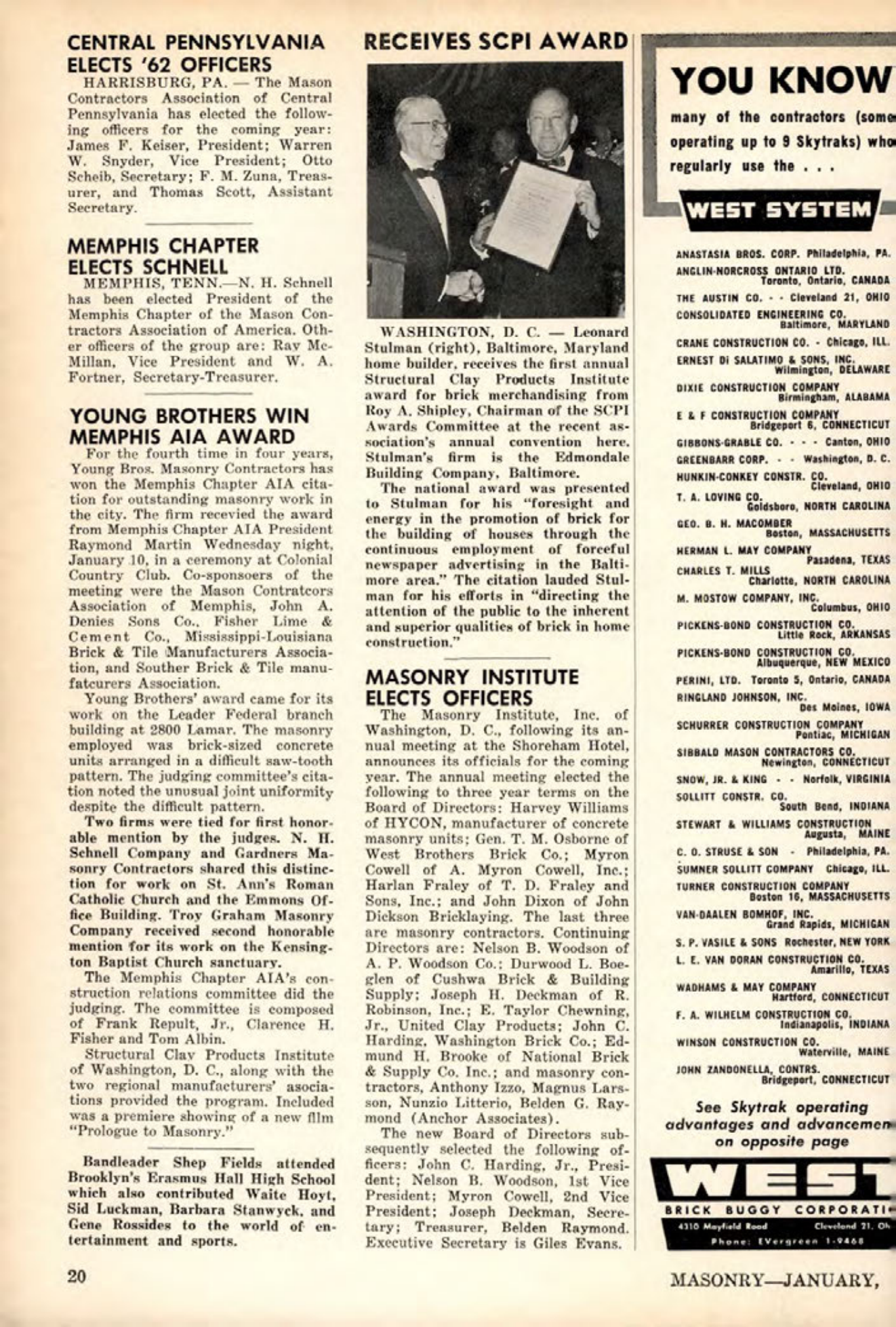 Masonry Magazine January 1962 Page. 20