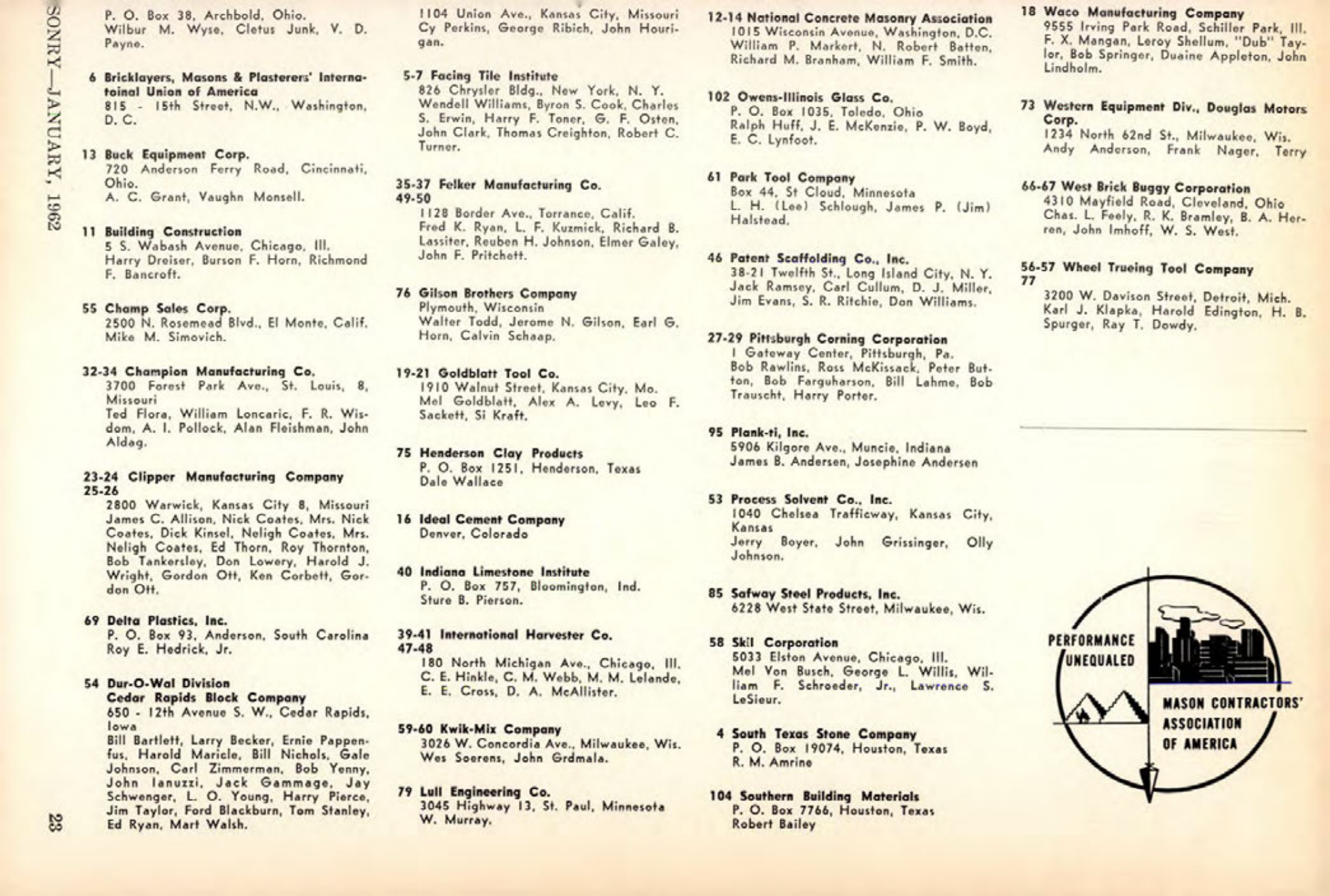 Masonry Magazine January 1962 Page. 27