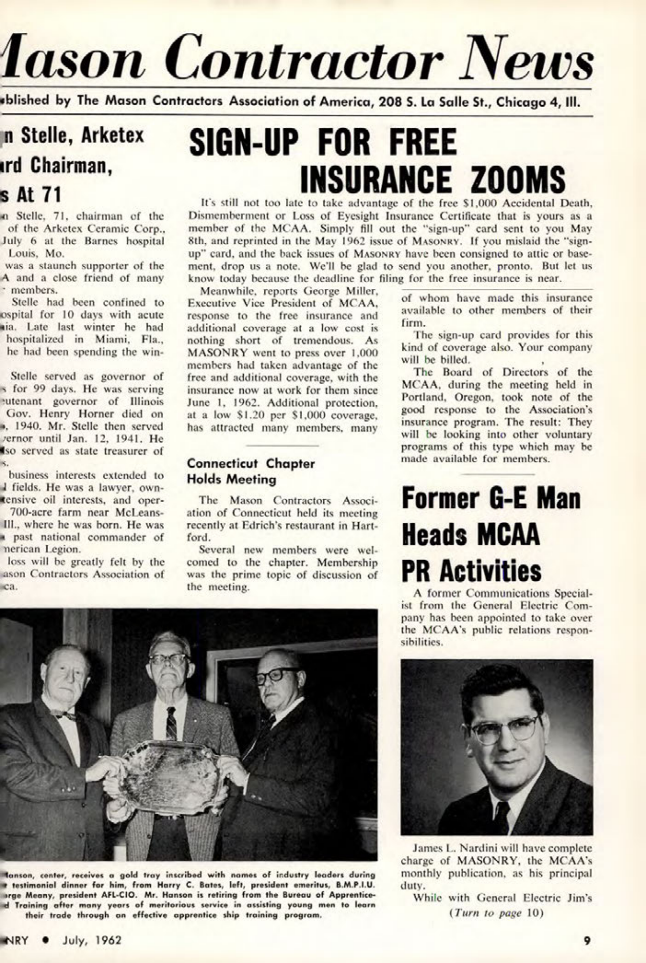 Masonry Magazine July 1962 Page. 9