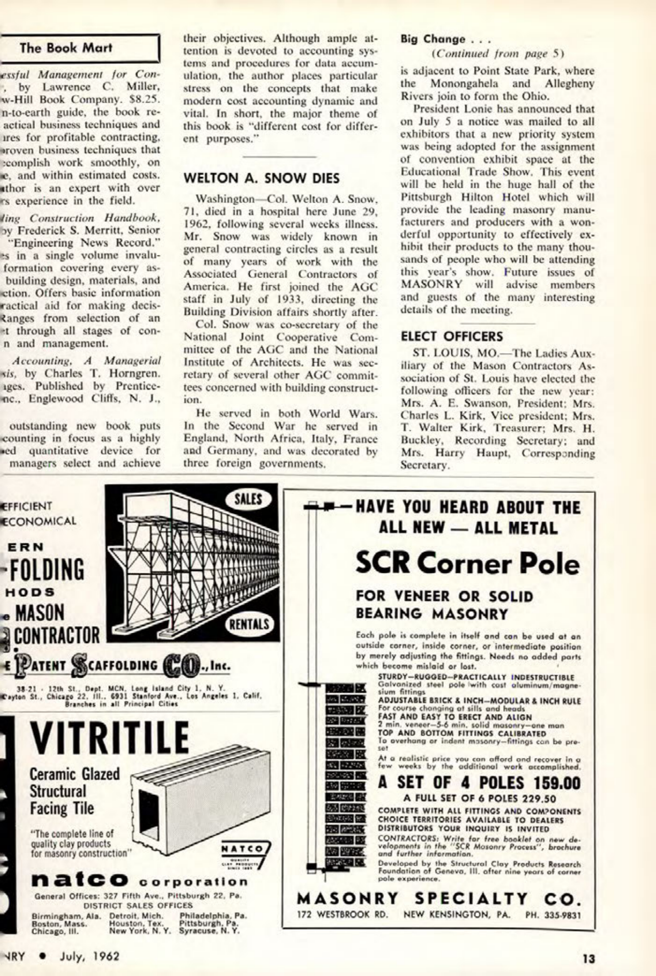 Masonry Magazine July 1962 Page. 13