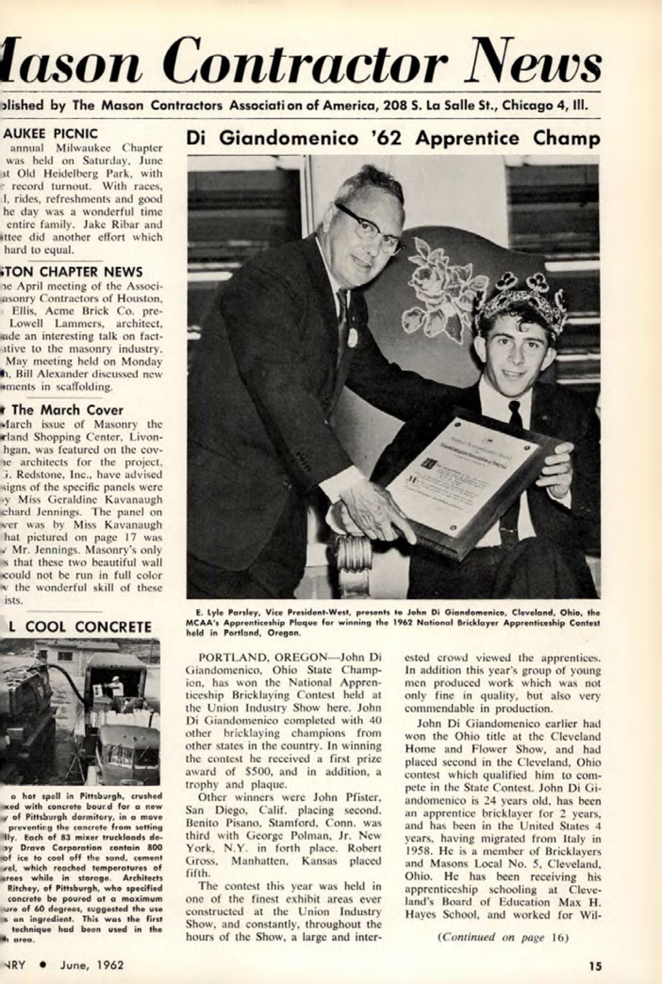 Masonry Magazine June 1962 Page. 15