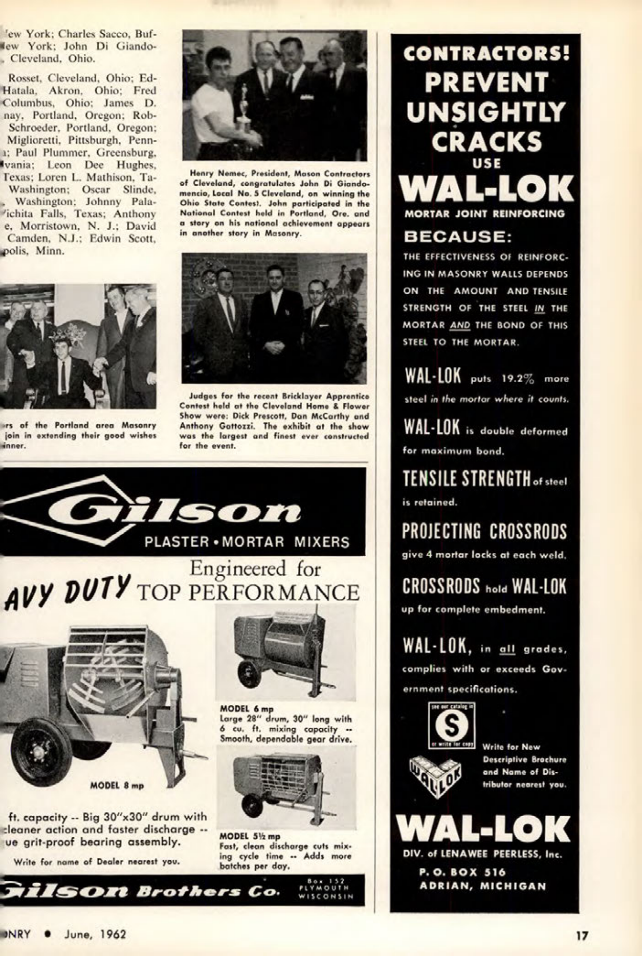 Masonry Magazine June 1962 Page. 17