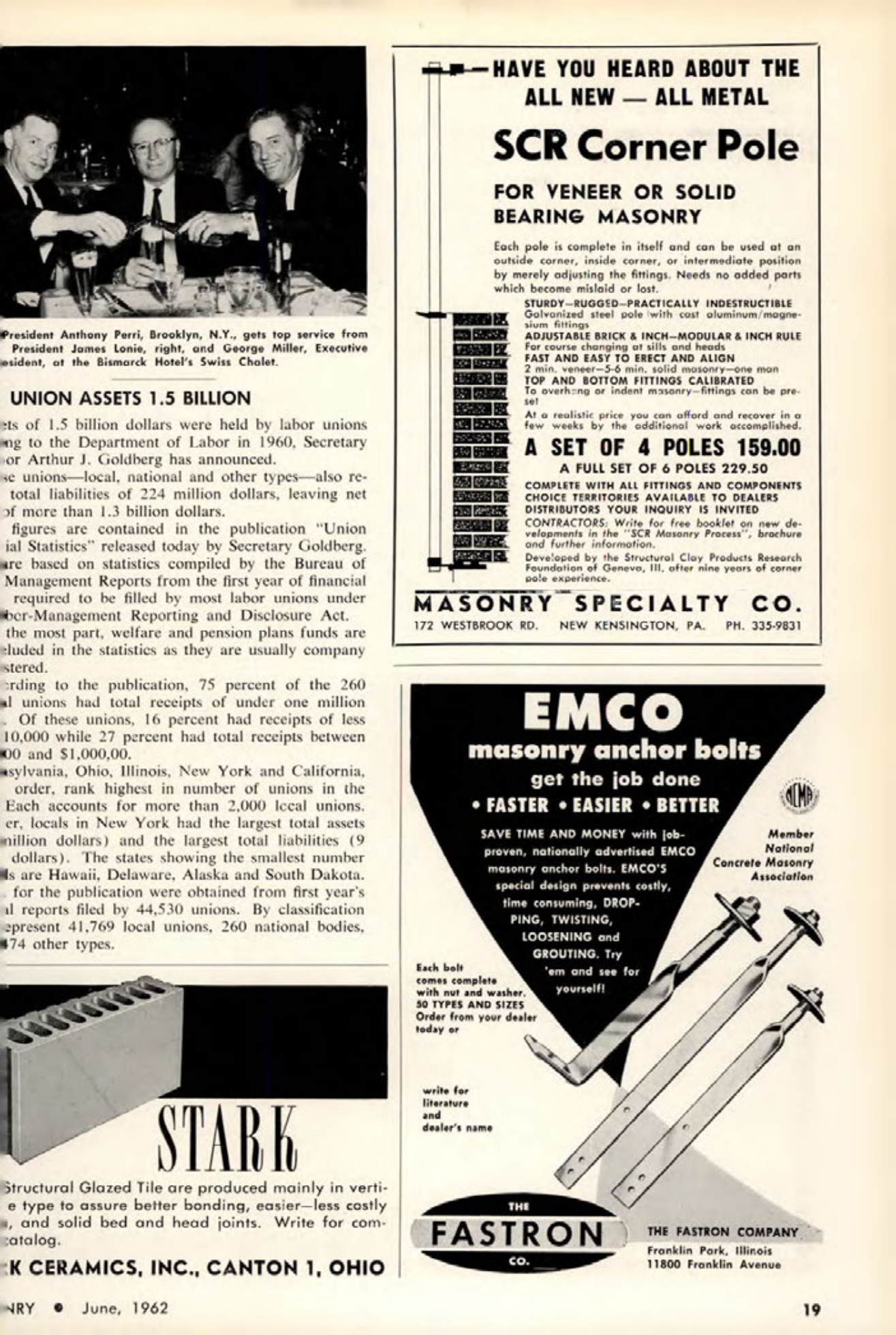 Masonry Magazine June 1962 Page. 19