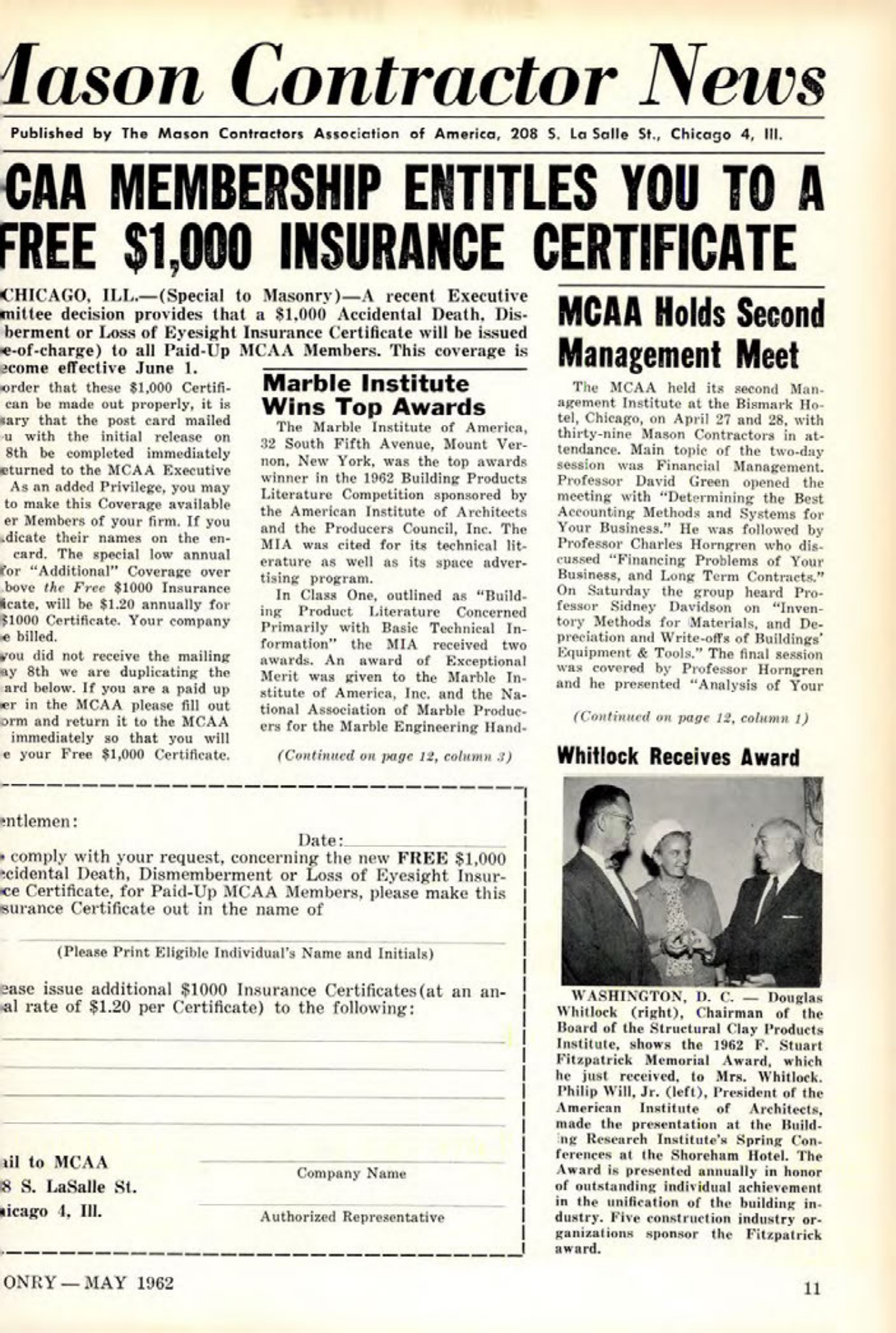 Masonry Magazine May 1962 Page. 11