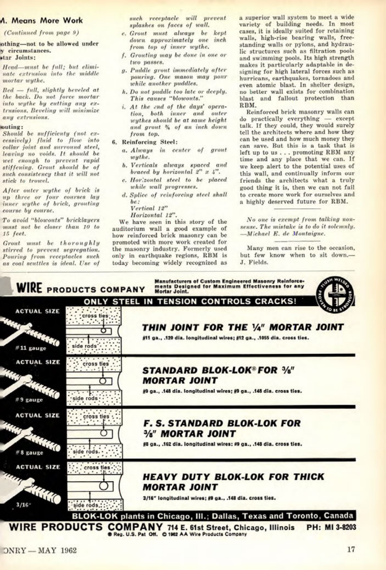 Masonry Magazine May 1962 Page. 17