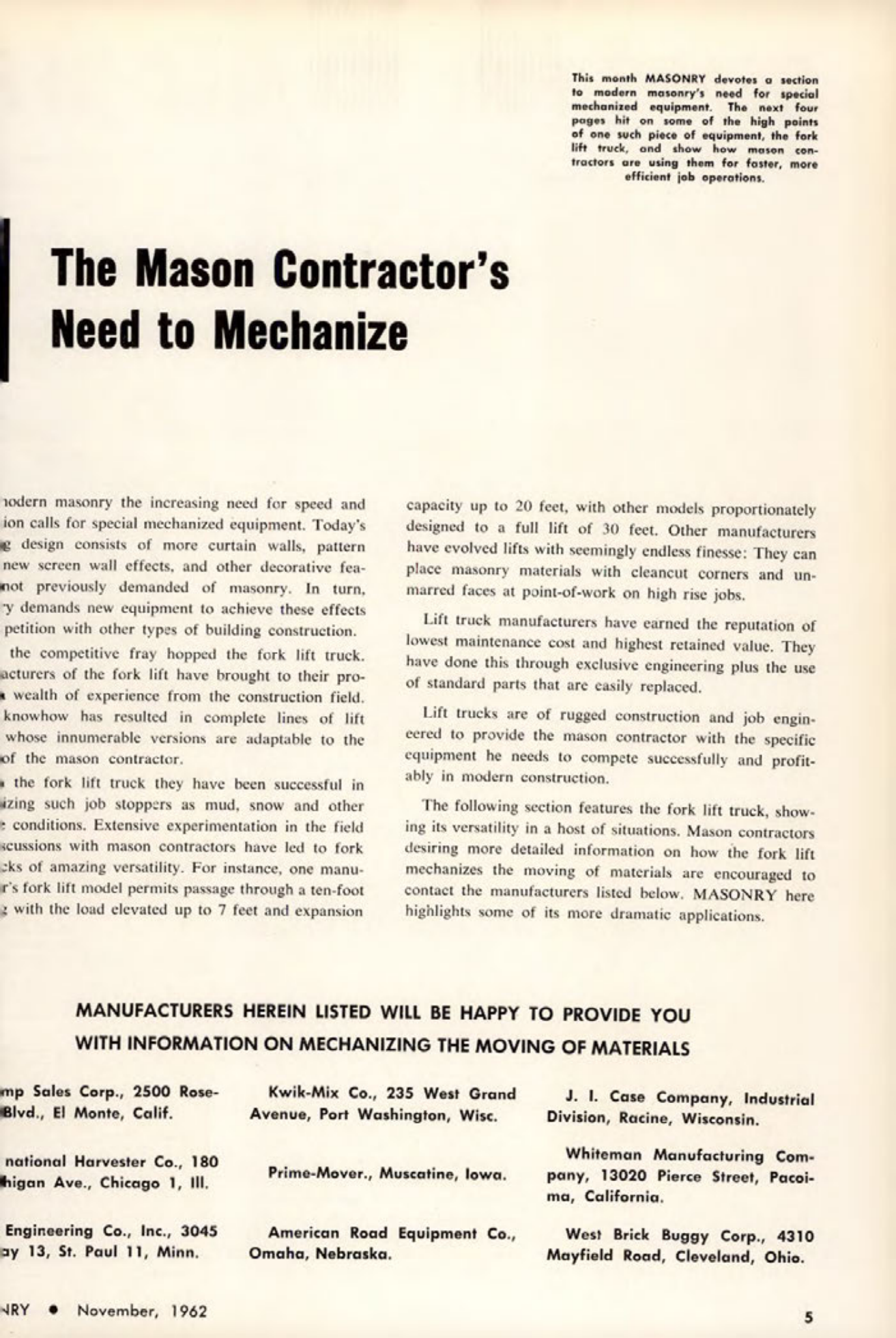 Masonry Magazine November 1962 Page. 5