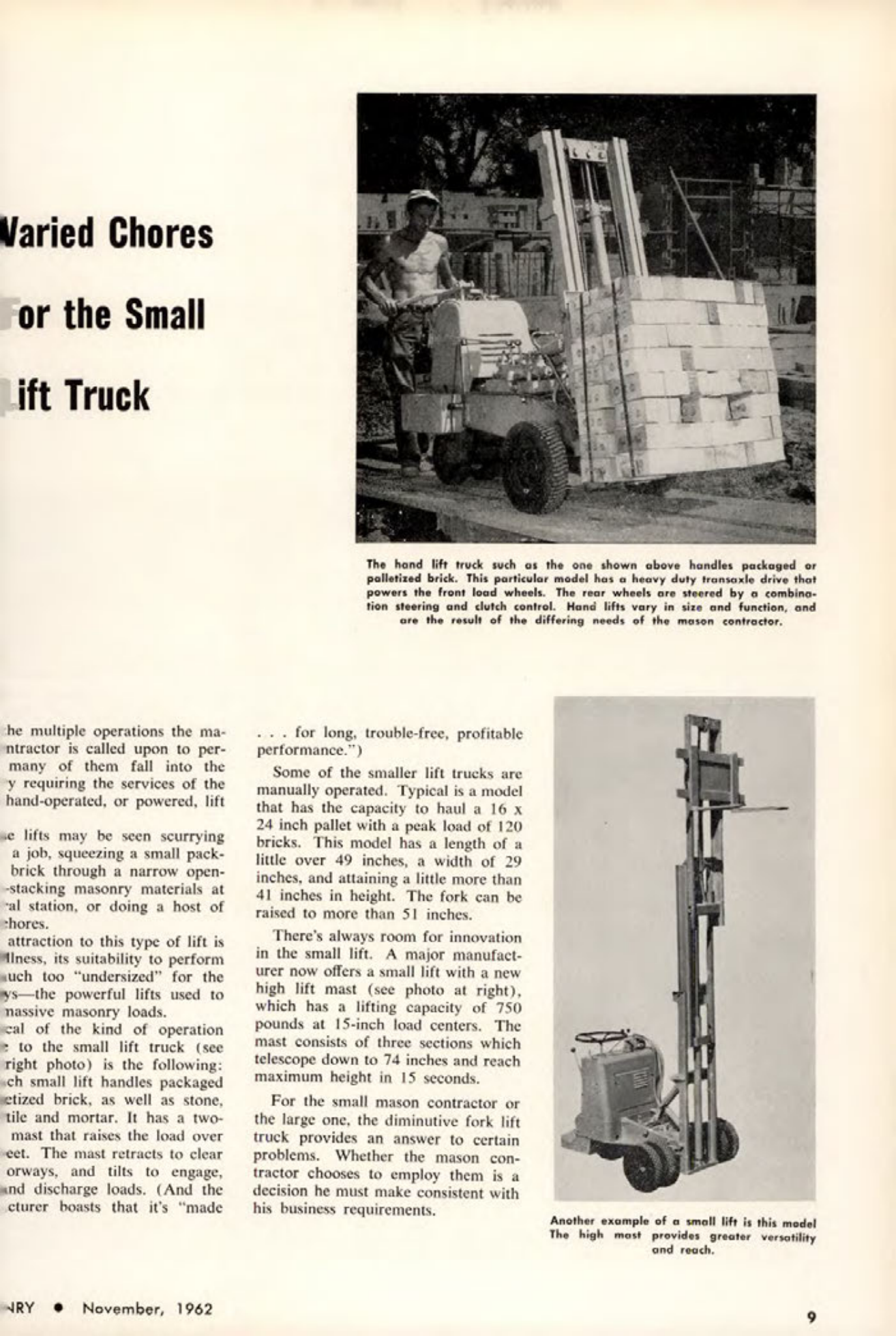 Masonry Magazine November 1962 Page. 9