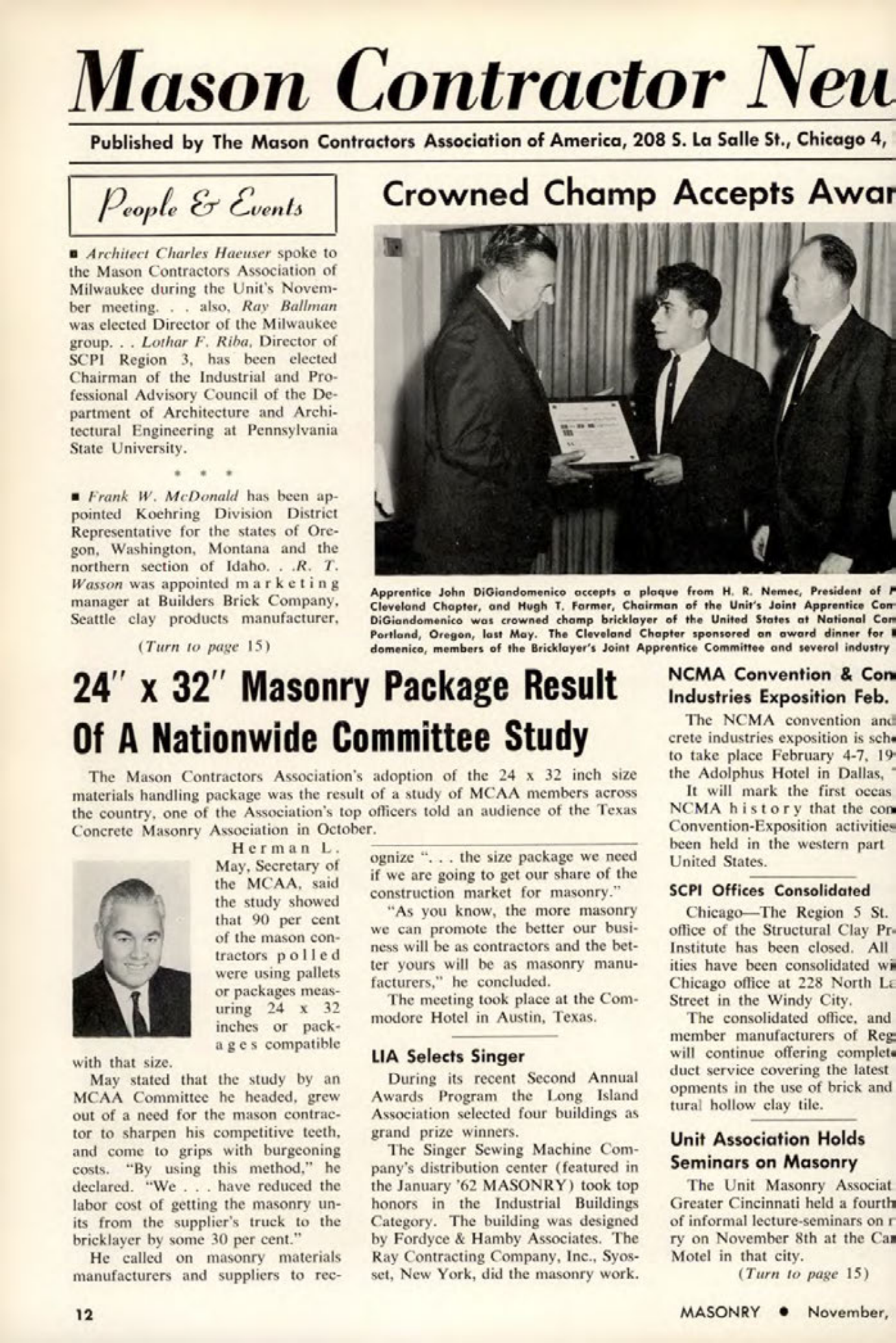 Masonry Magazine November 1962 Page. 12