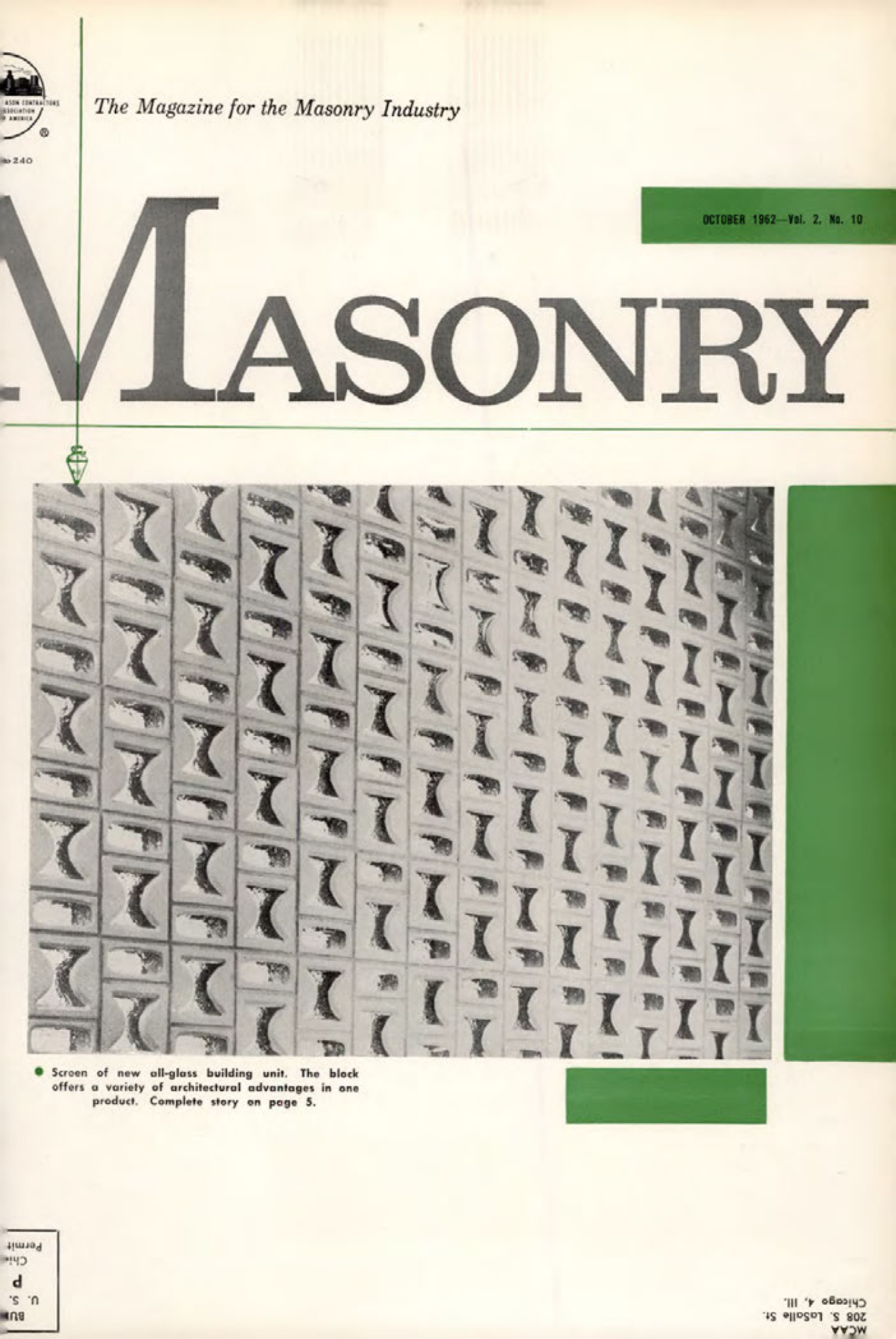 Masonry Magazine October 1962 Page. 1