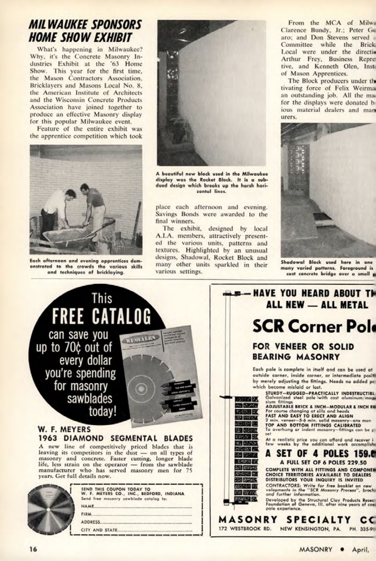 Masonry Magazine April 1963 Page. 16