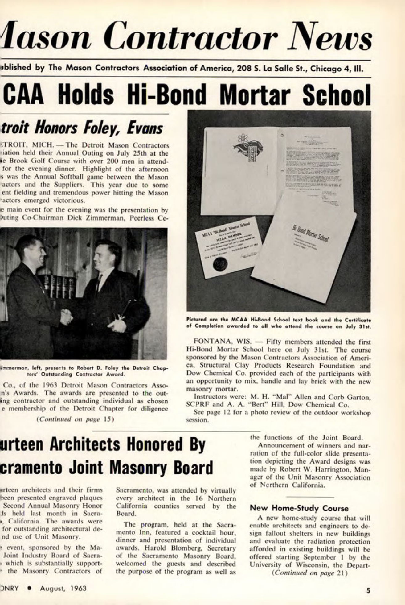 Masonry Magazine August 1963 Page. 5