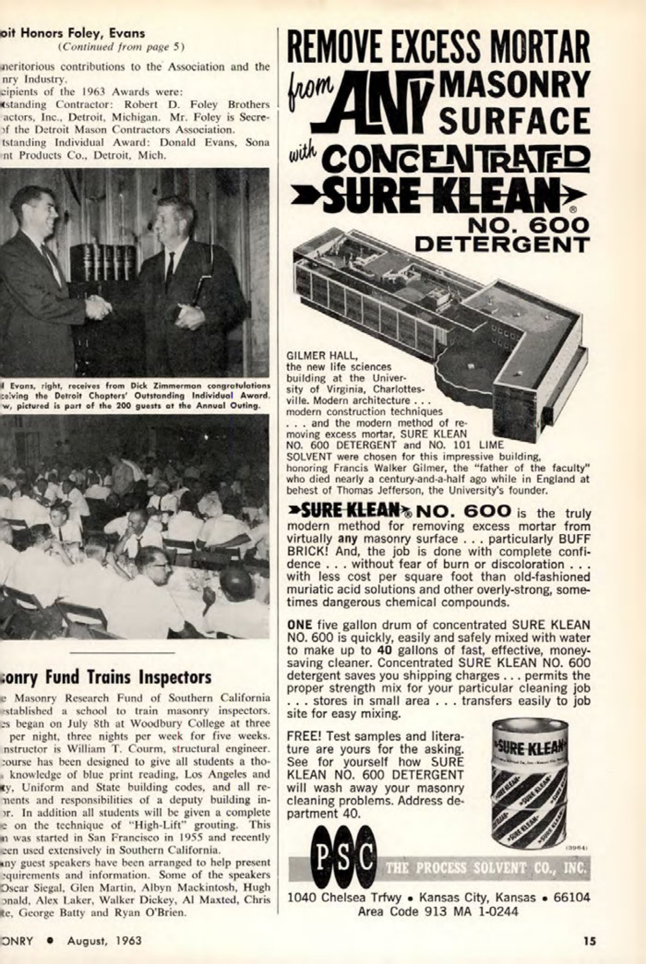 Masonry Magazine August 1963 Page. 15