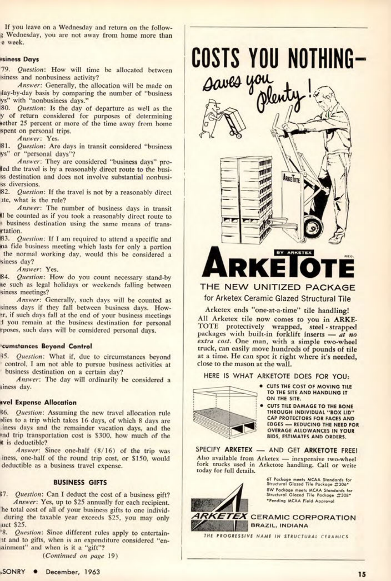 Masonry Magazine December 1963 Page. 15