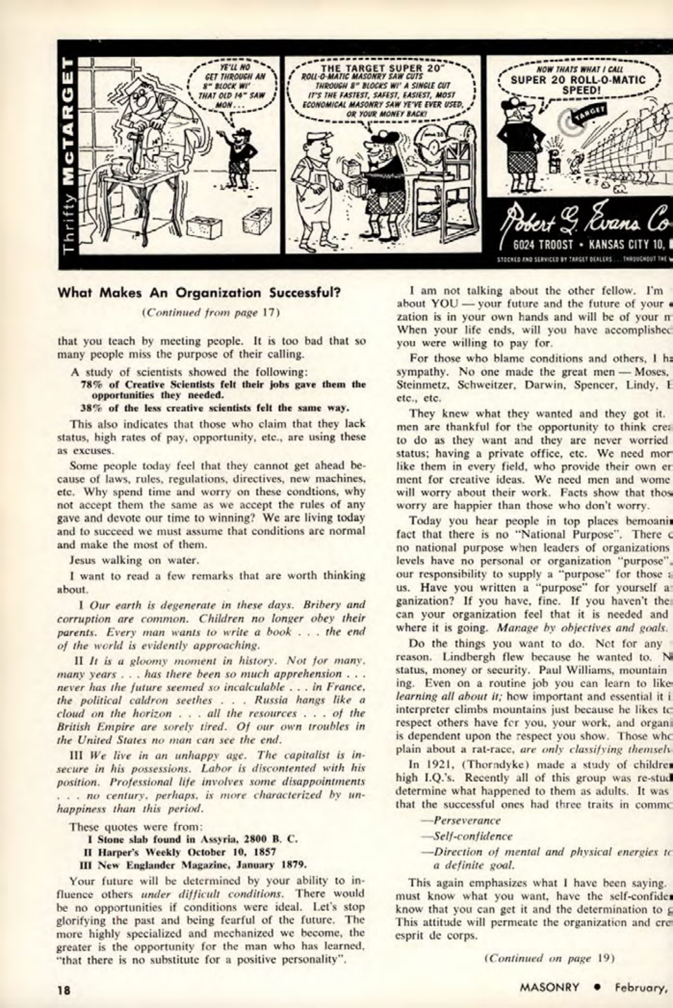 Masonry Magazine February 1963 Page. 18
